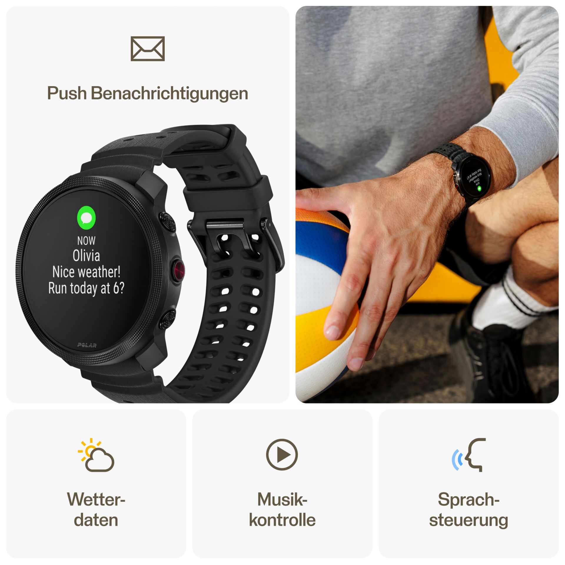 Smartwatch, Touchscreen, Schwarz, Siliconeband, Runder Bildschirm