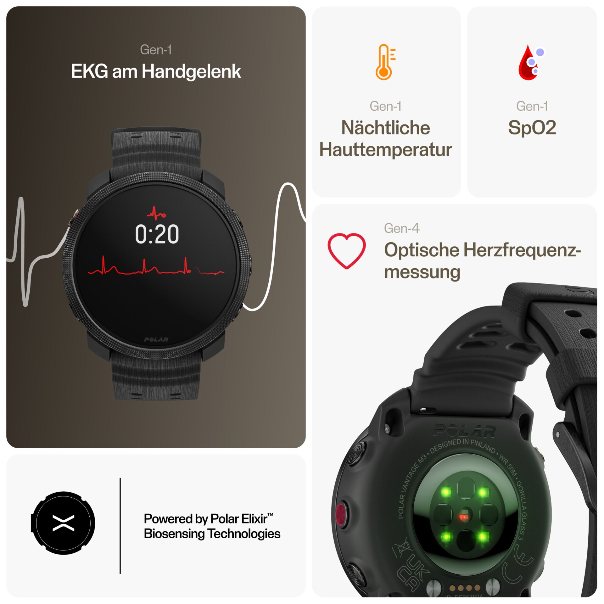 Smartwatch, ECG, Gen-1, Polar, Lederarmband