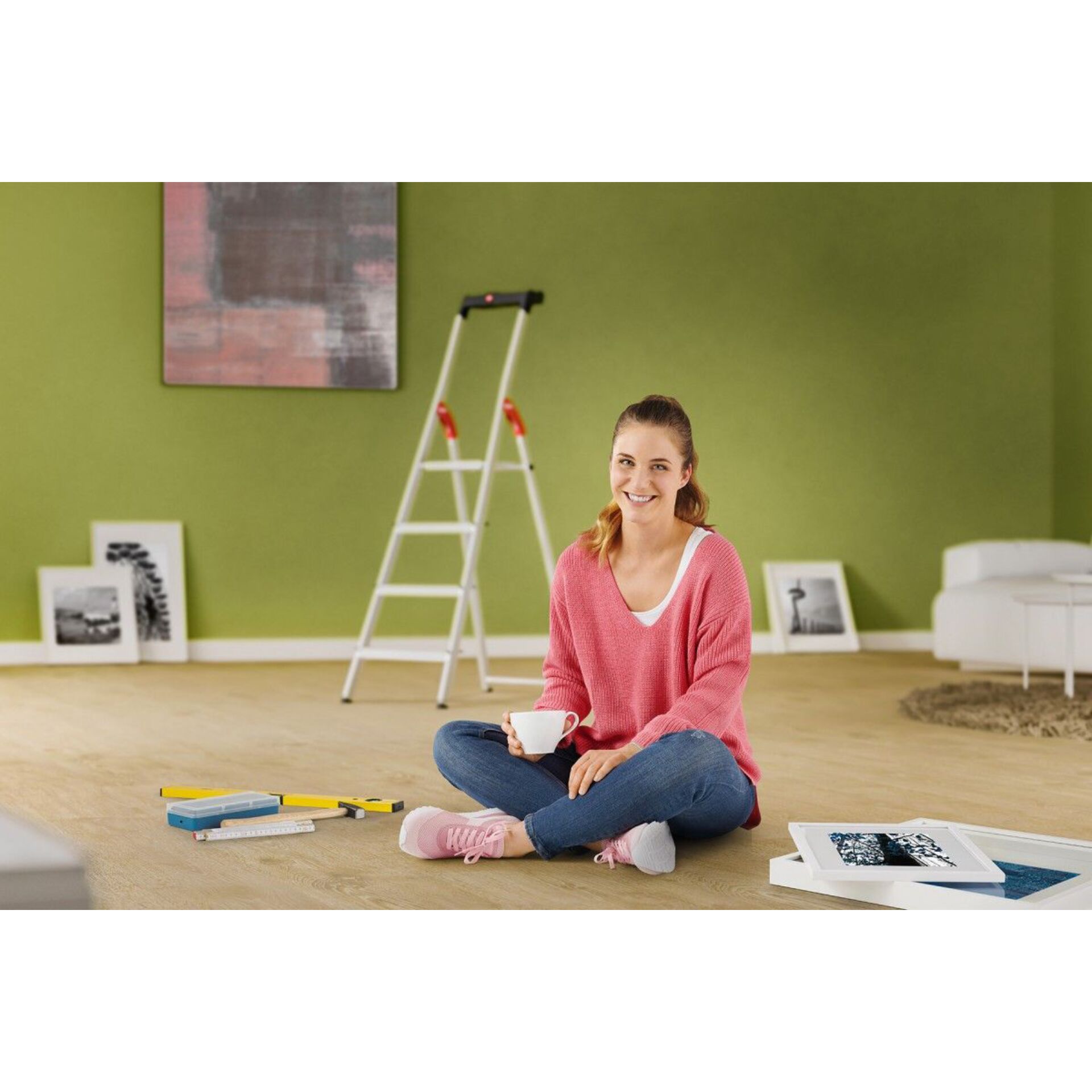 Wohnzimmer, Puppe, Kaffeetasse, Farbinton, Stehleiter