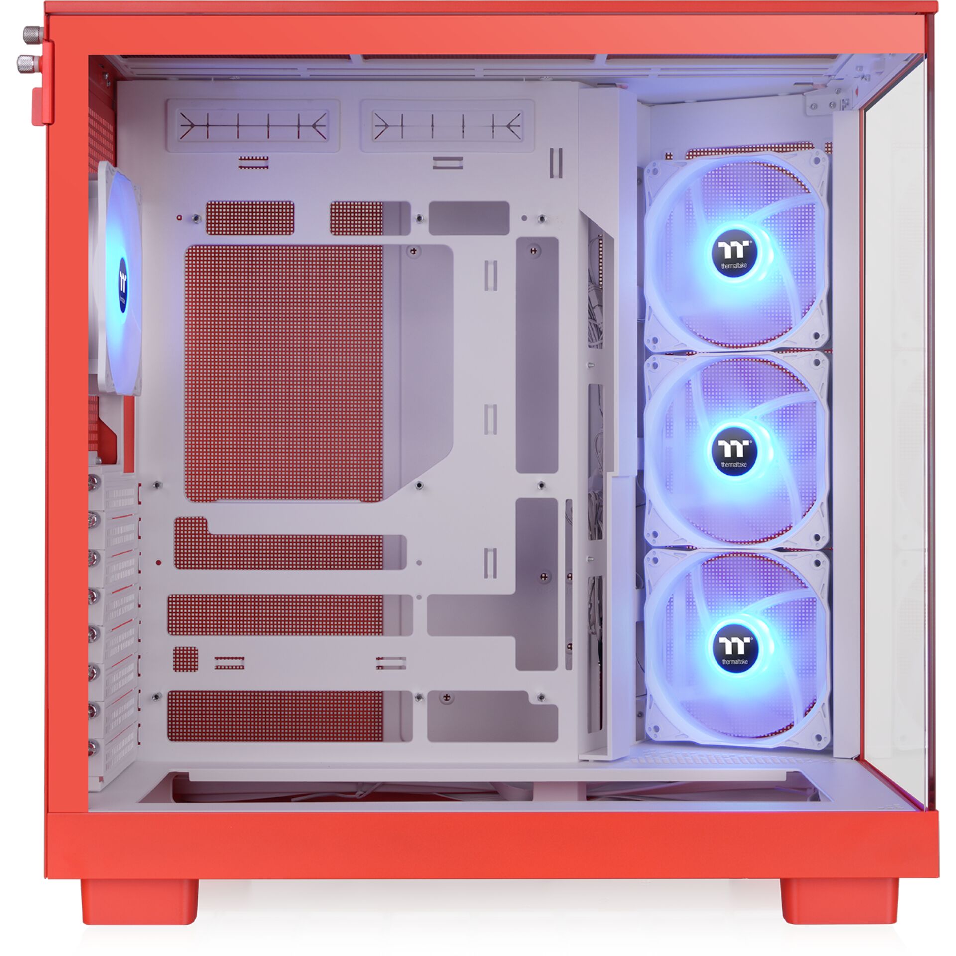 Computer Case, Mid Tower, Roter Fall, Transparente Seitenwand, RGB-Lüfter