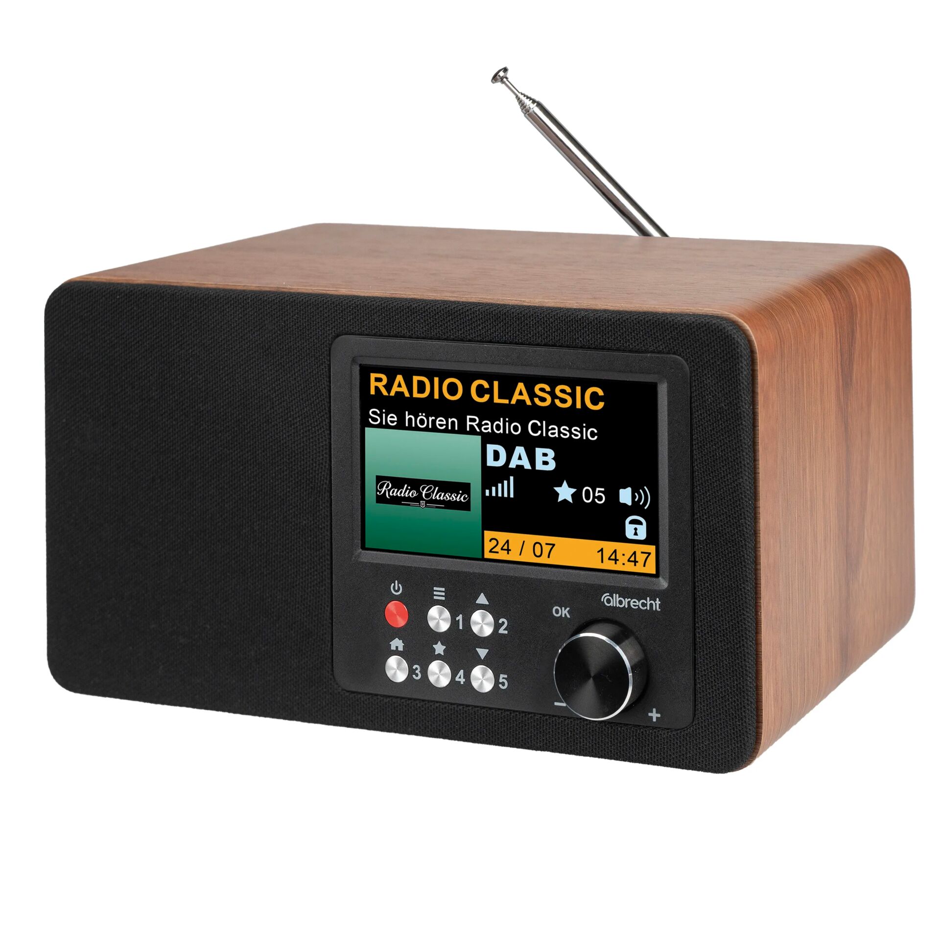 Radio, DAB, Holzgehäuse, Holzoptik, Displayschirm