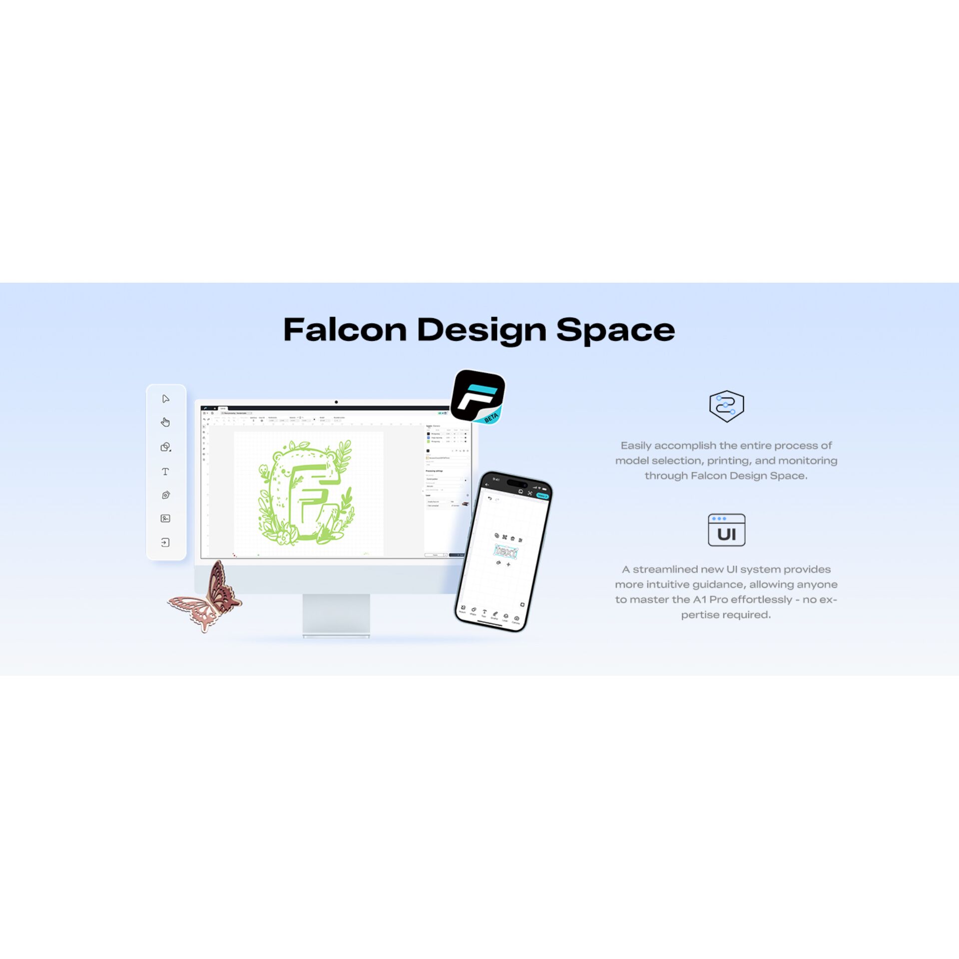 Design-Software, Monitor, Smartphone, UI-Design, Schmetterlingsmotiv