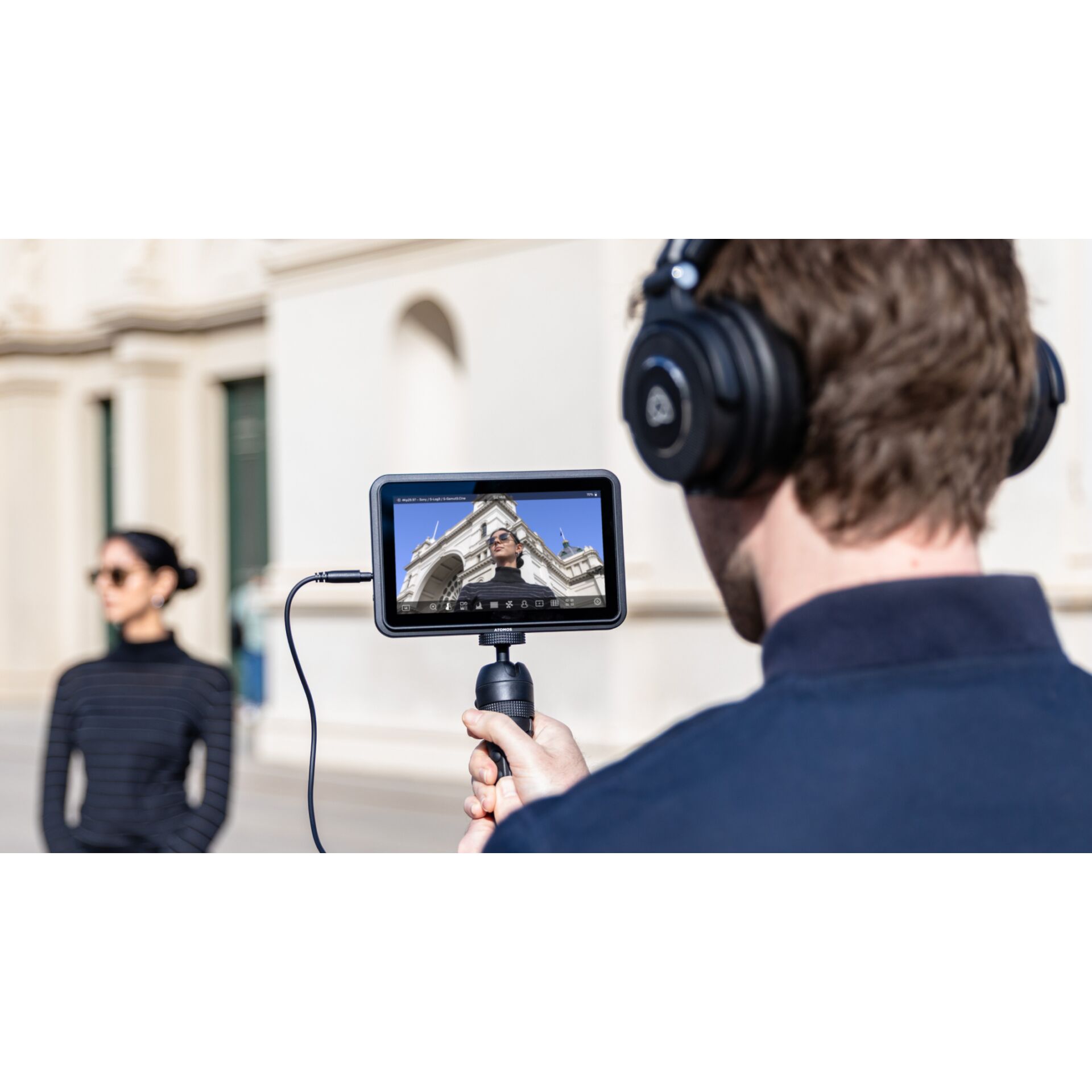 Führungskamera, Vlogging-Ausrüstung, Monitor-Perspektive, Kamera-Setup, Headset