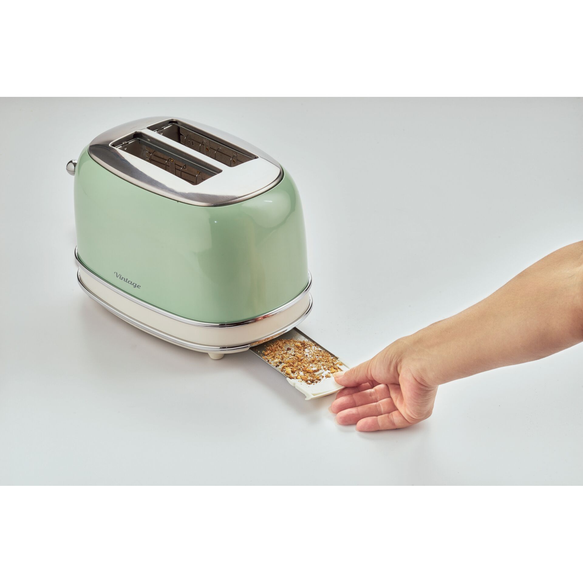 Toaster, Mintgrün, Zweischeiben, Krümelllade, Kunststoffchrom, Küchenmaschine