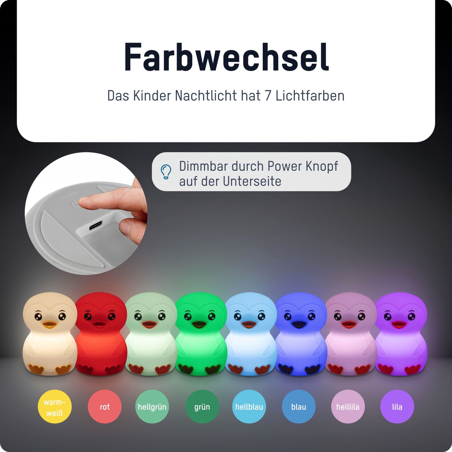 Kinder, Dunkel, LED, Nachtlicht, Farben
