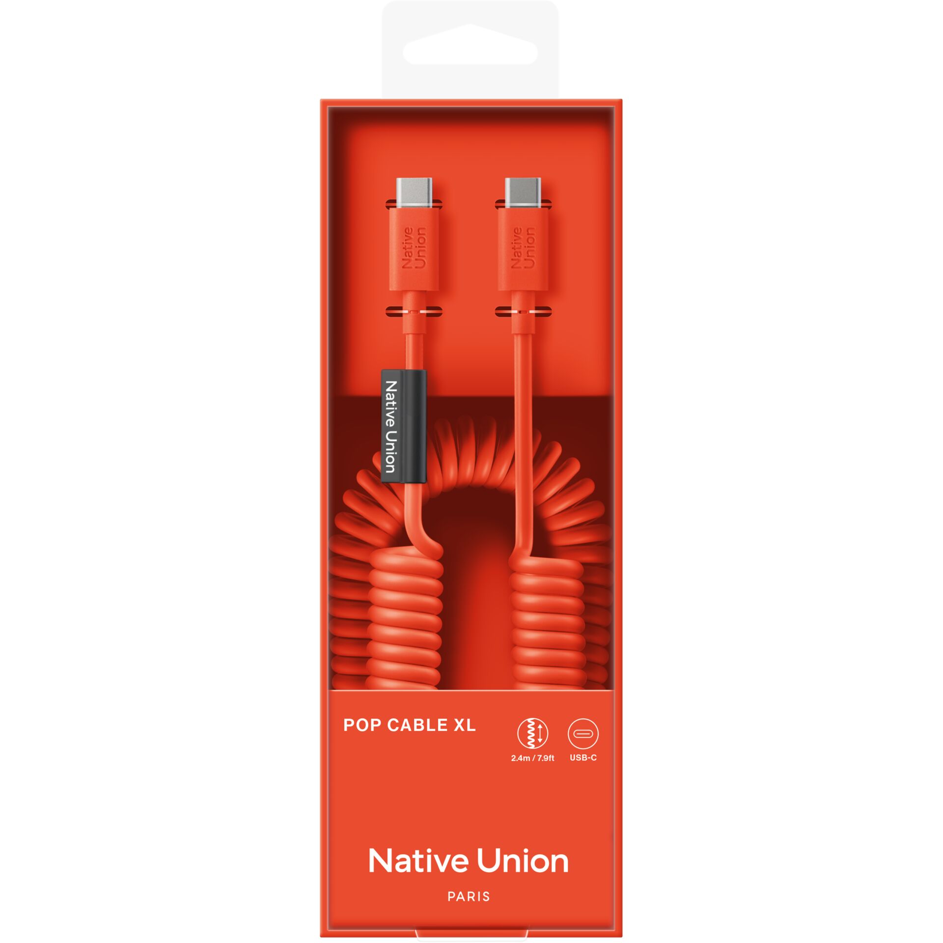 USB-C, USB-C Kabel, Gekrümmtes Kabel, Orange, 2,4 m