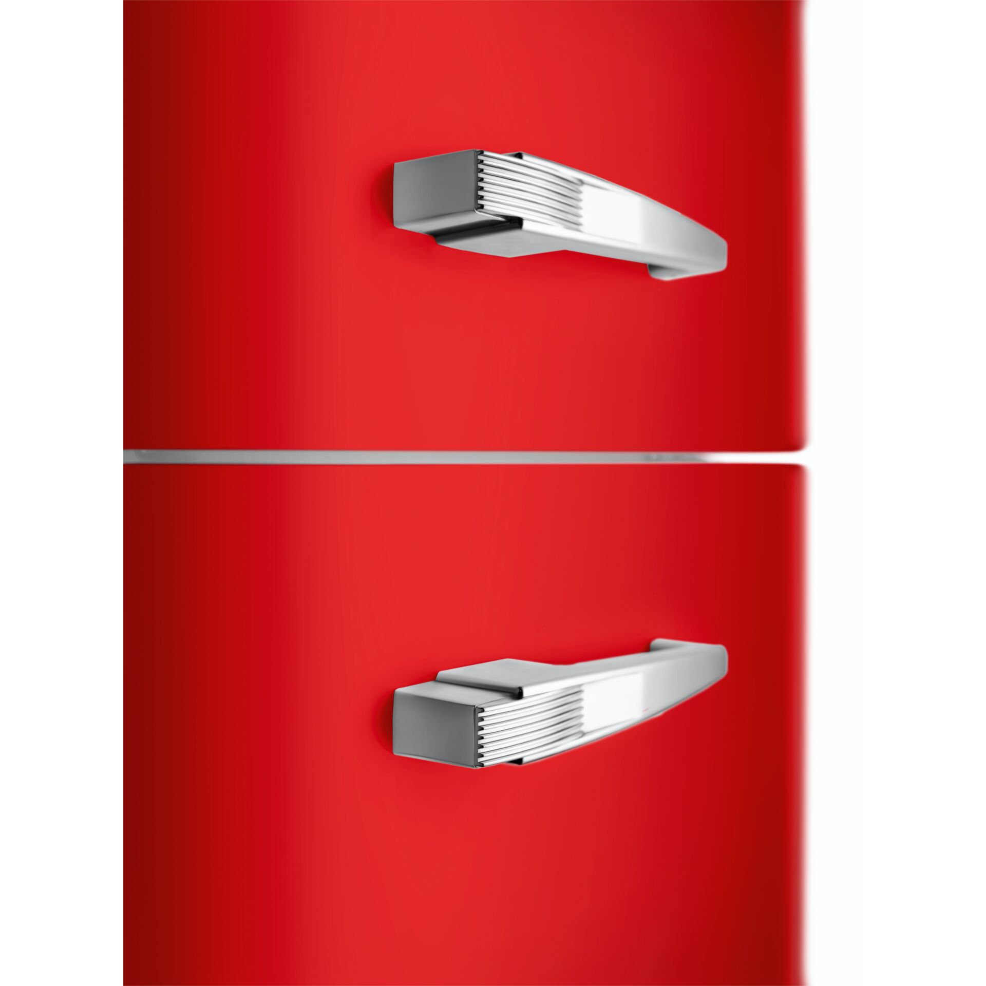 retro-ventil, kühlschrank, griffen, edelstahl, rot