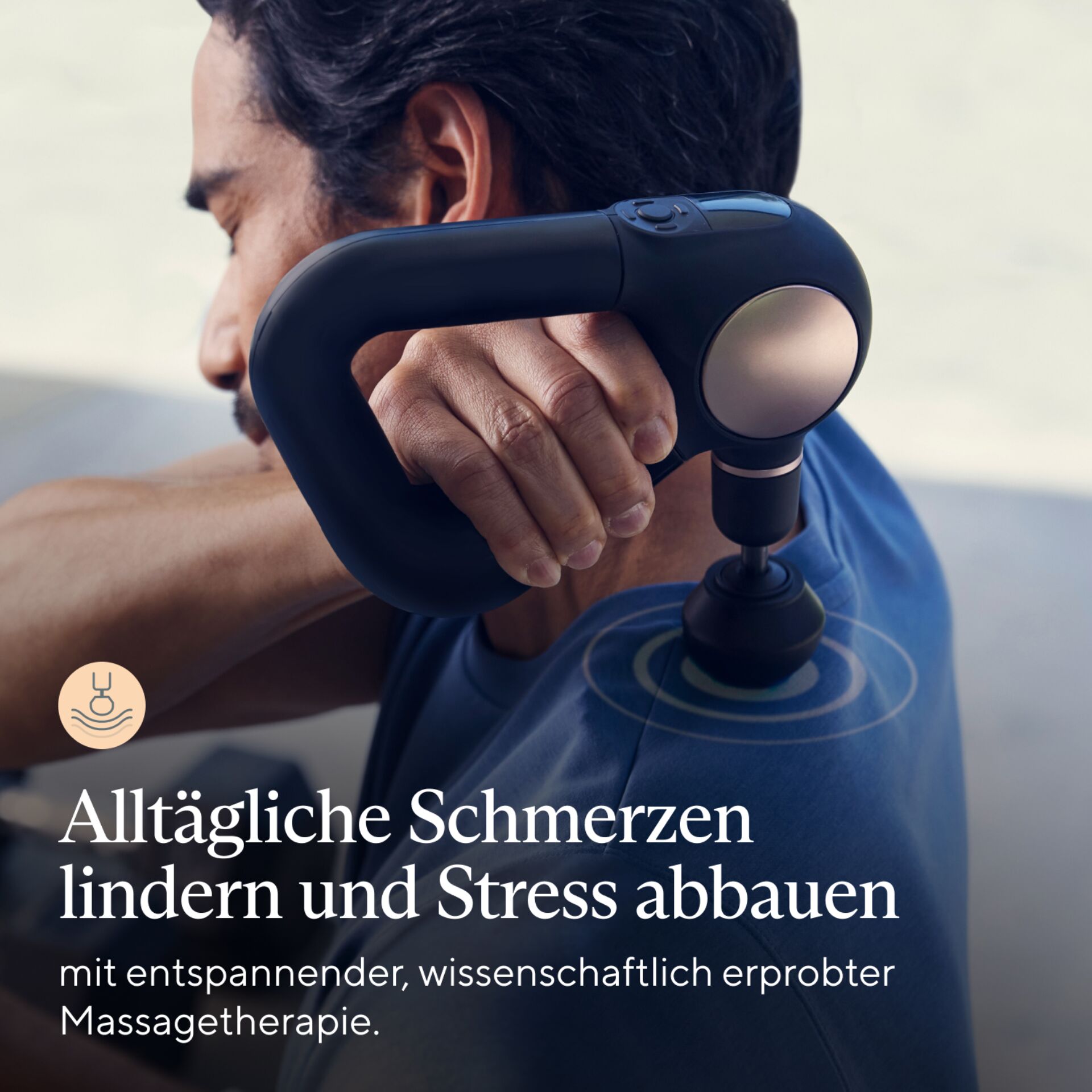 Massage Gun, Rückenmassagegerät, Schulterkopf, kabellos, Schwarz