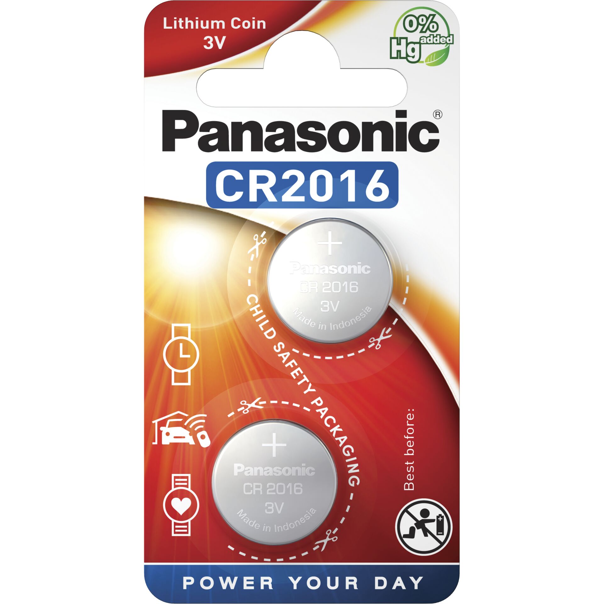 1x2 Panasonic CR 2016  Lithium Power