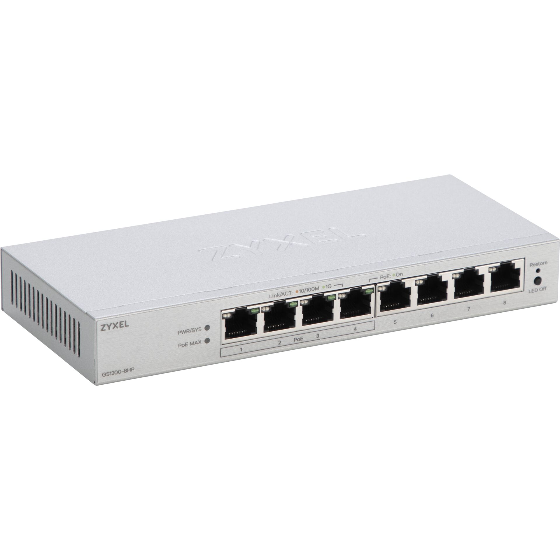 Zyxel GS1200-8HPV3  8-Port Gigabit PoE+ Web