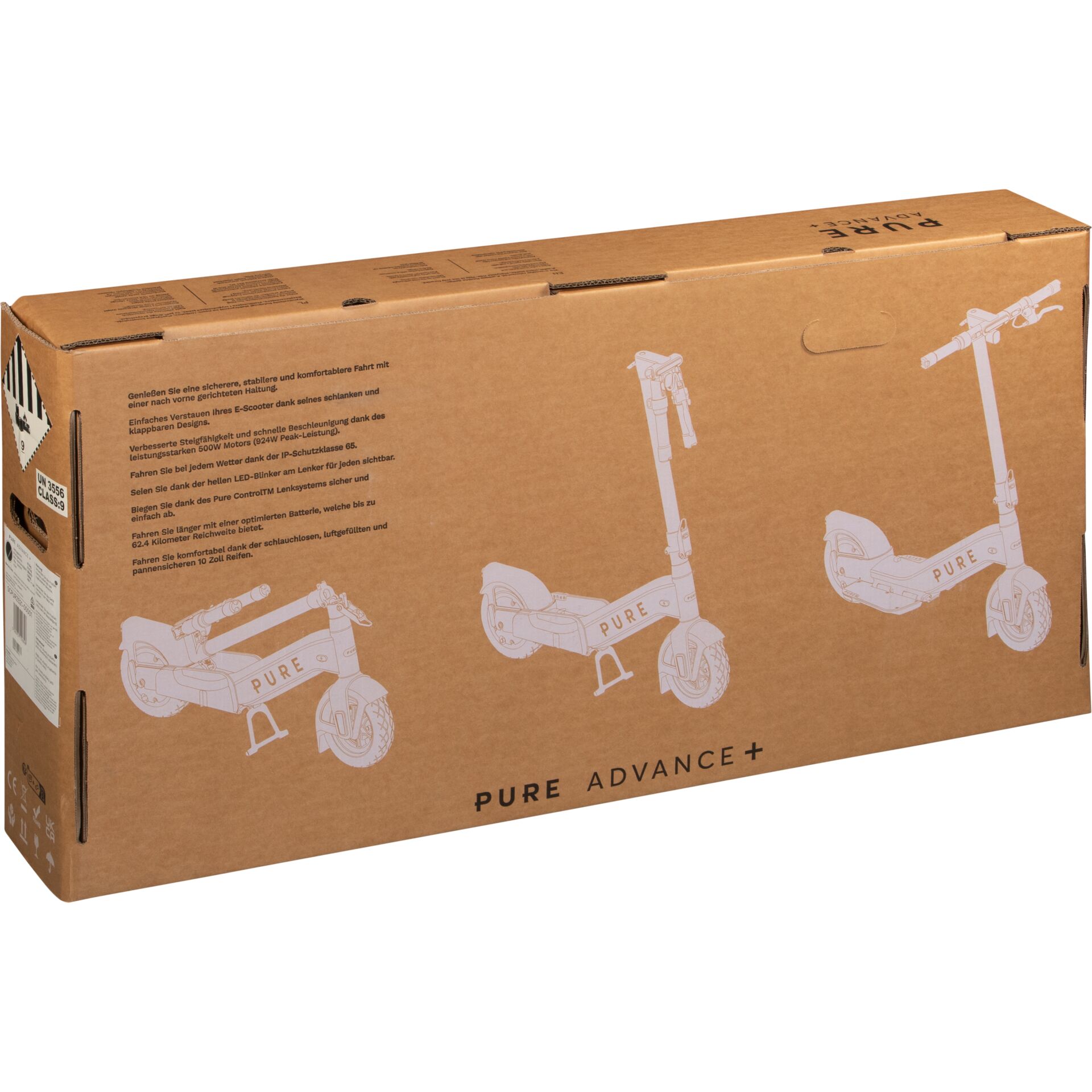 E-Scooter, Pure Advance, Faltbar, Gepicknick?, Ständer, Verpackung
