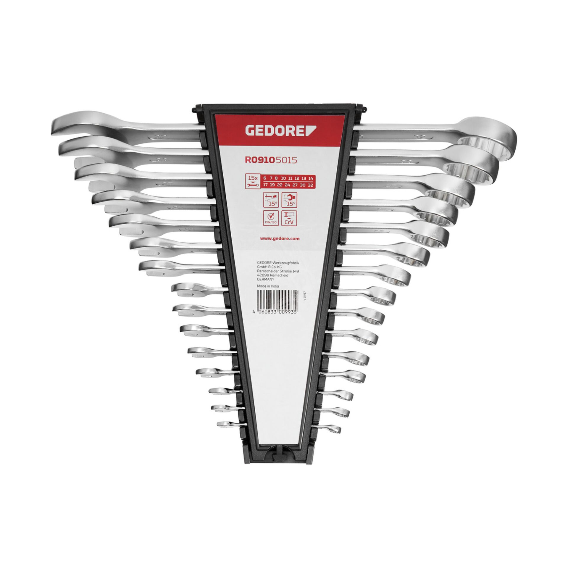 GEDORE red Ring-Maulschlüssel  Satz metrisch, 15-teilig