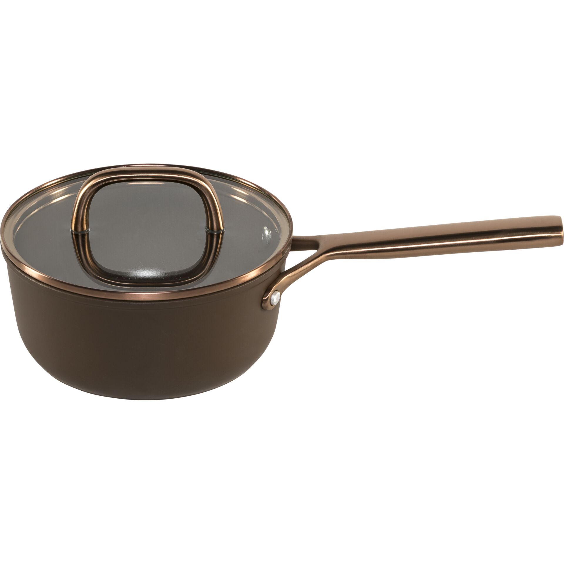 Kochtopf, Pfanne, Glasdeckel, Bratpfanne, Kupferoptik