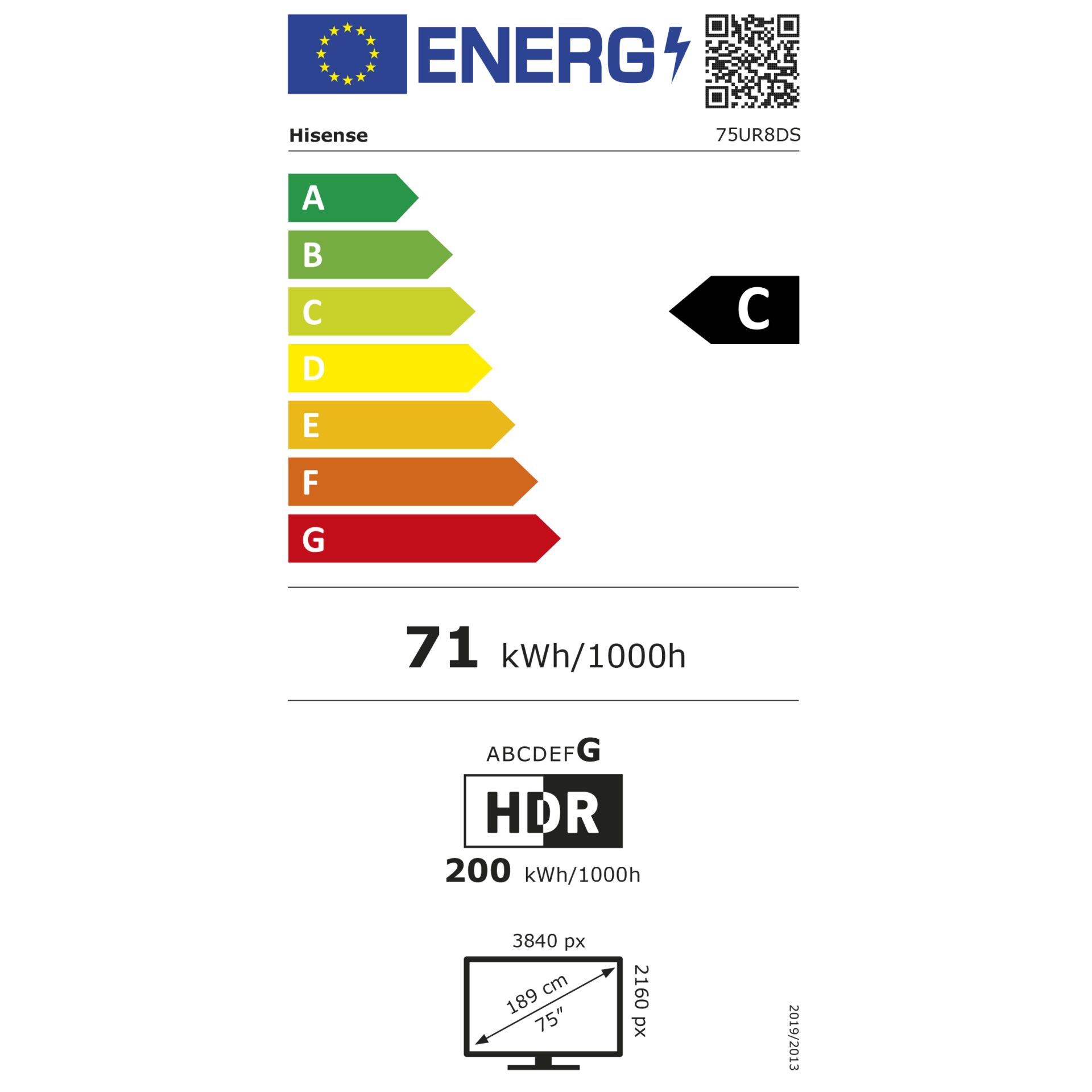 Hisense 75UR8DS – Energieeffizienzklasse C