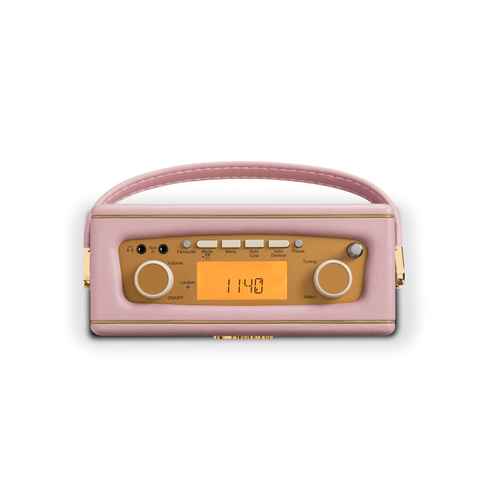 Portables Radio, Rosa, Digitalanzeige, Tragetasche, Goldfarbene Akzente