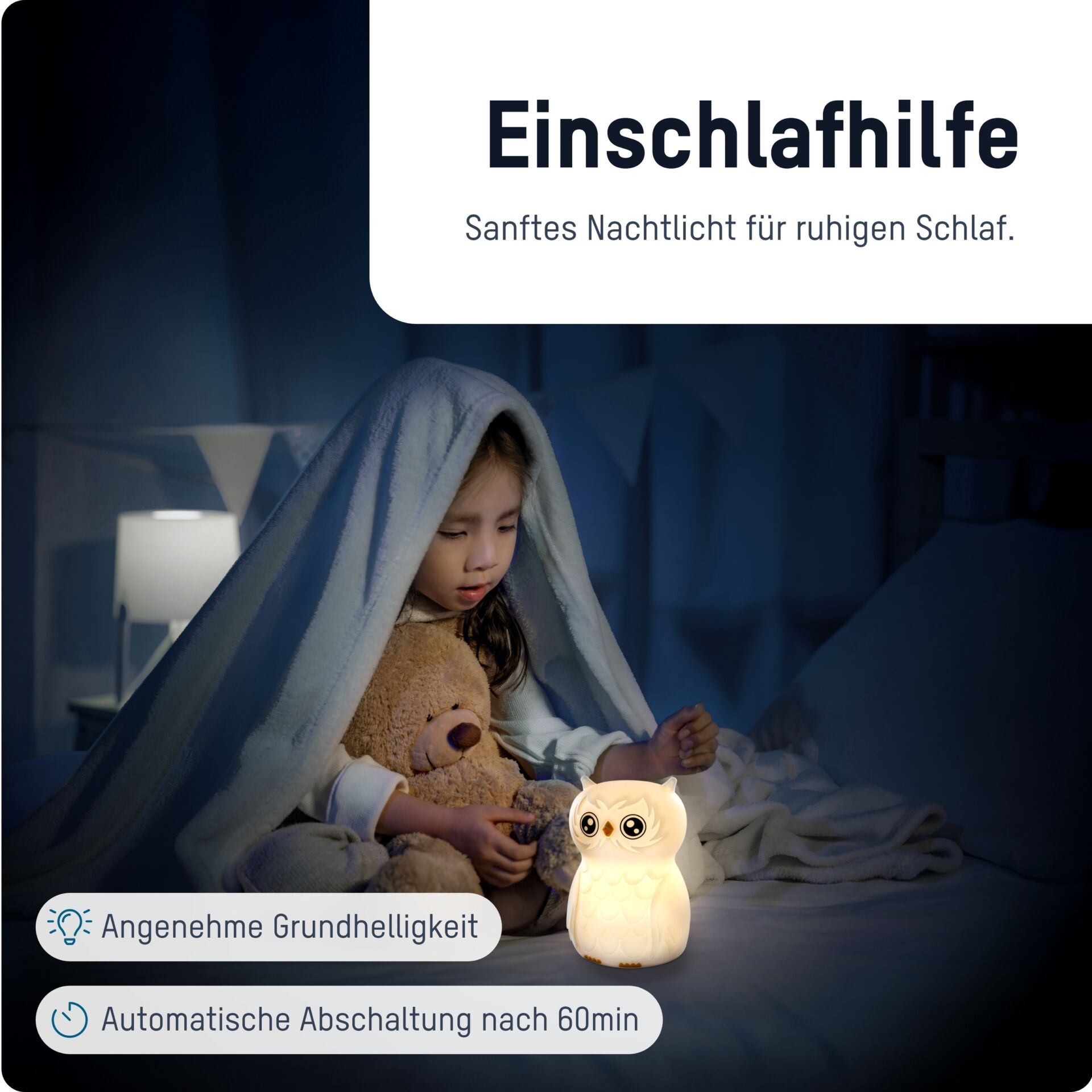 Nachtlicht, Schlafzimmer, Eulenlicht, LED, Kinderspielzeug