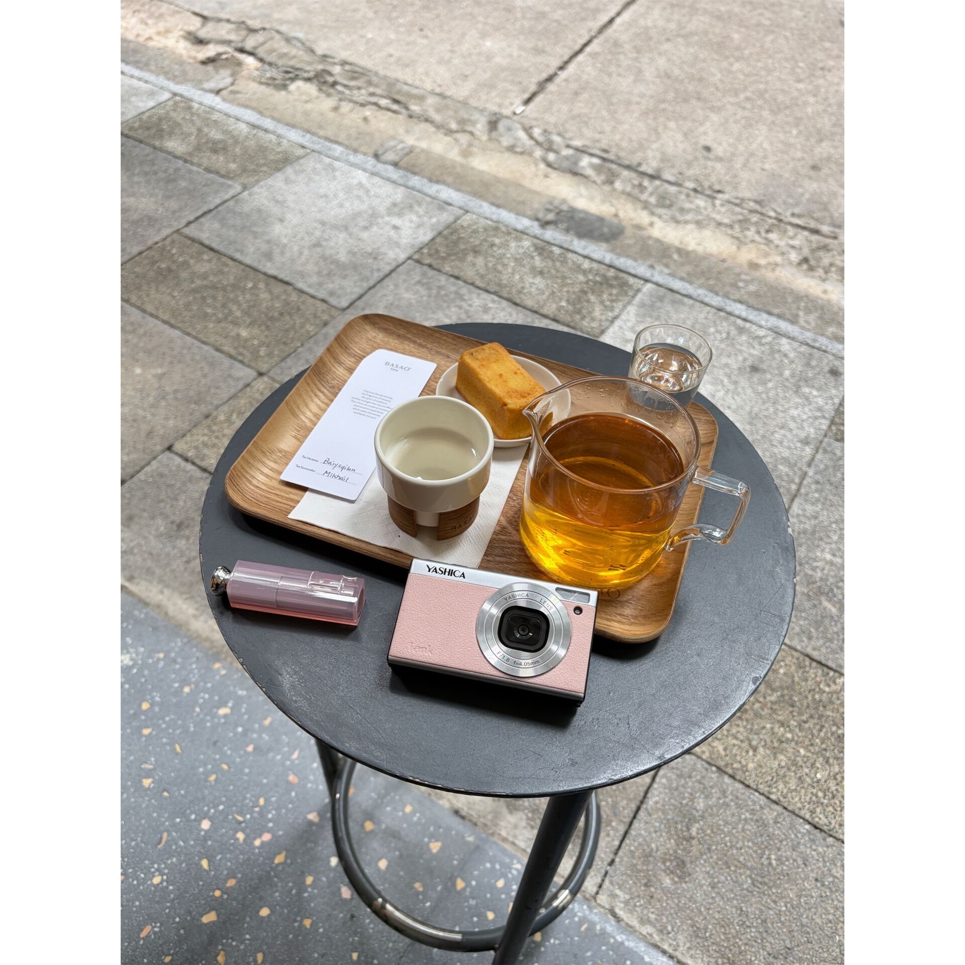 Kamera, rosa Kamera, Digital Kamera, Trageplatte, Kaffee-Tee-Set