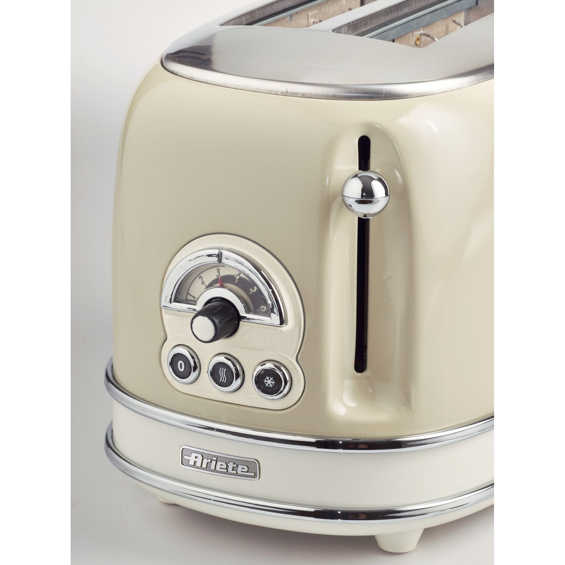 Toaster, Beige, Retro, Chrom, Knopf