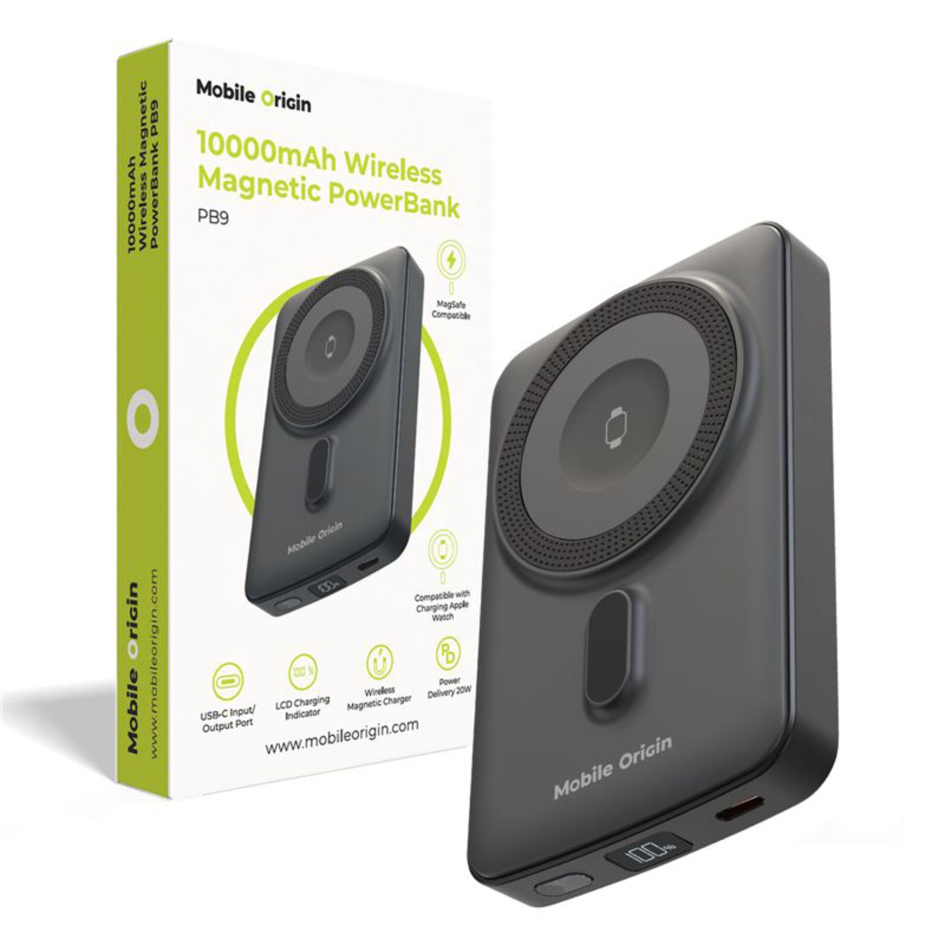 Powerbank, kabellos, magnetisch, 10000mAh, USB-C