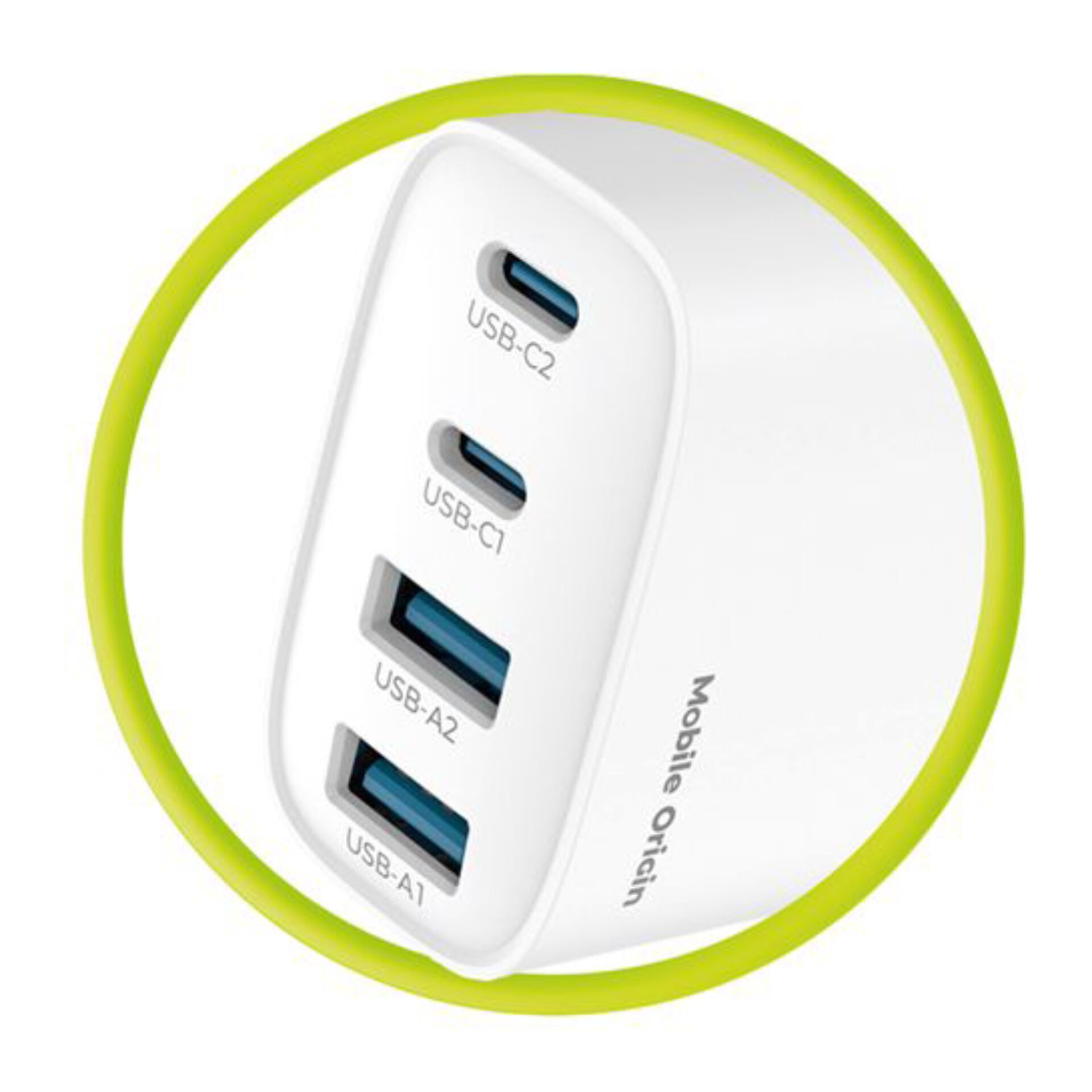 USB-Hub, Mehrfachanschluss, 4-Port, Weiß, Grüner Rand