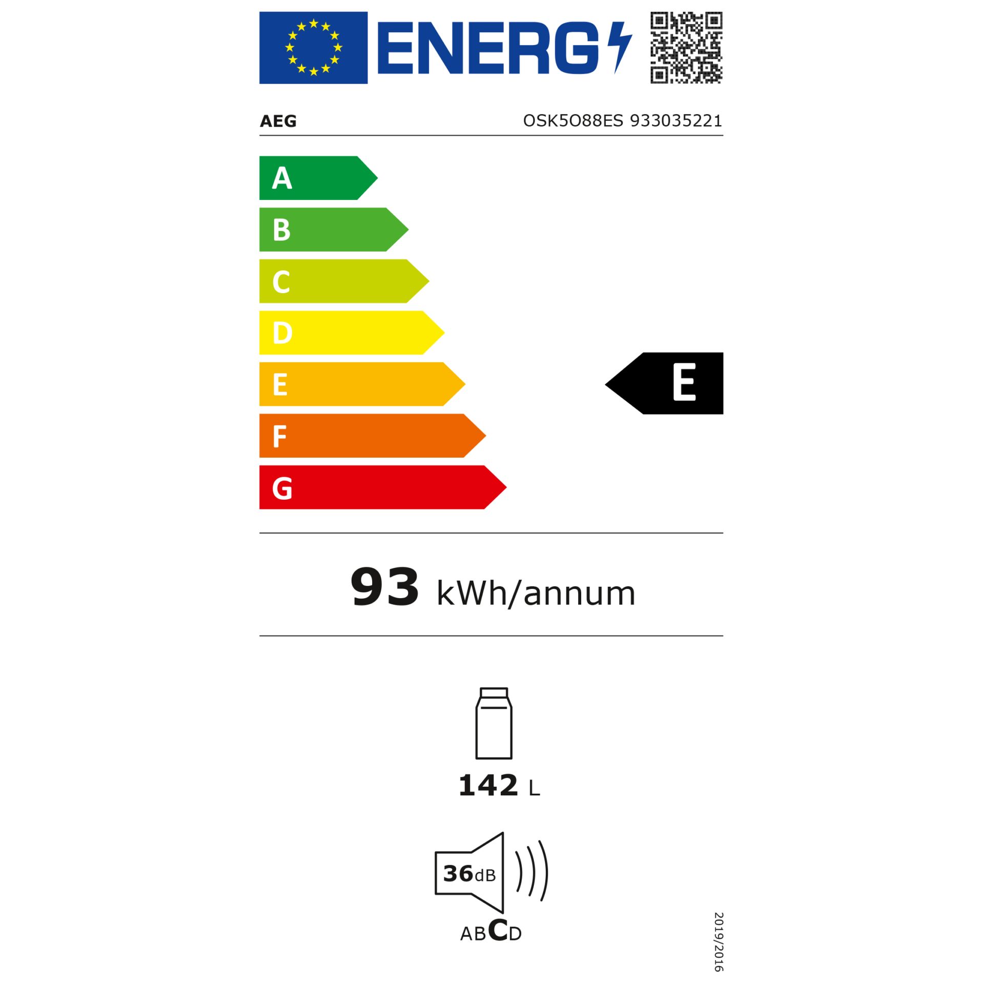 AEG OSK5O88ES  Kühlgeräte 88er Nische – Energieeffizienzklasse E