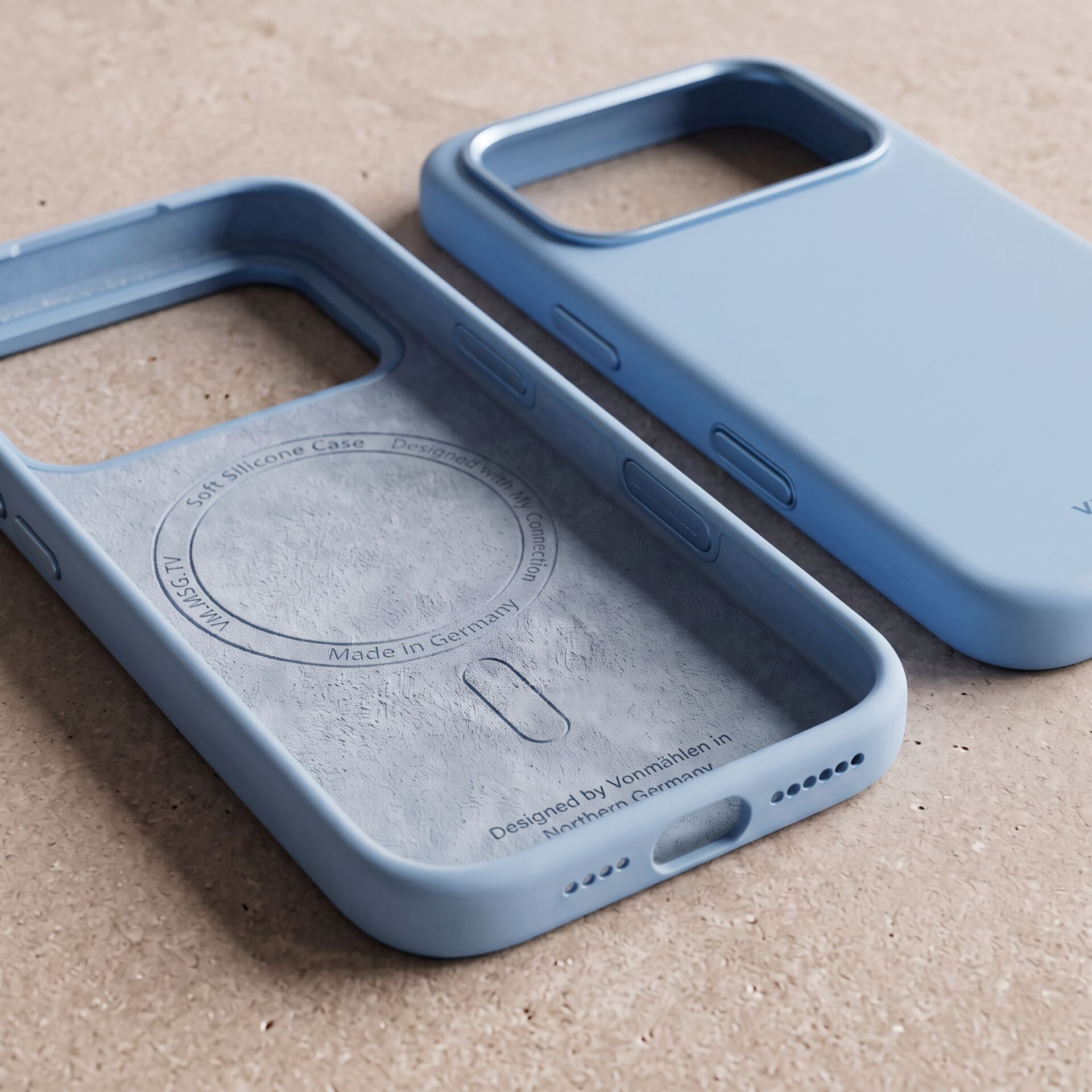 Hülle für Telefon, Silicone-Hülle, Blau, Weichberührung, Made in Germany
