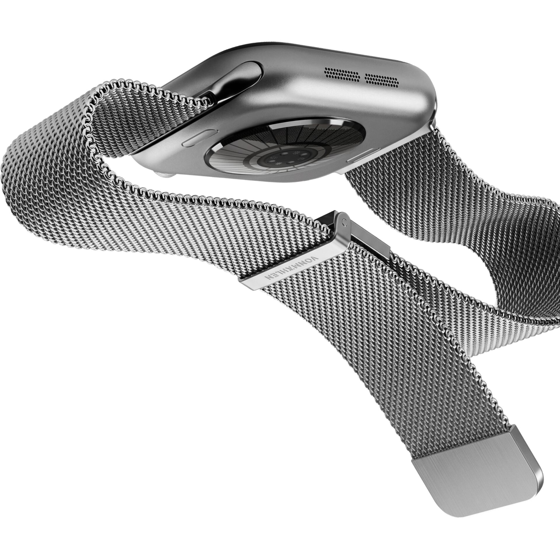 Smartwatch, Edelstahlarmband, Milanaise-Armband, Silberfarben, Metallgehäuse