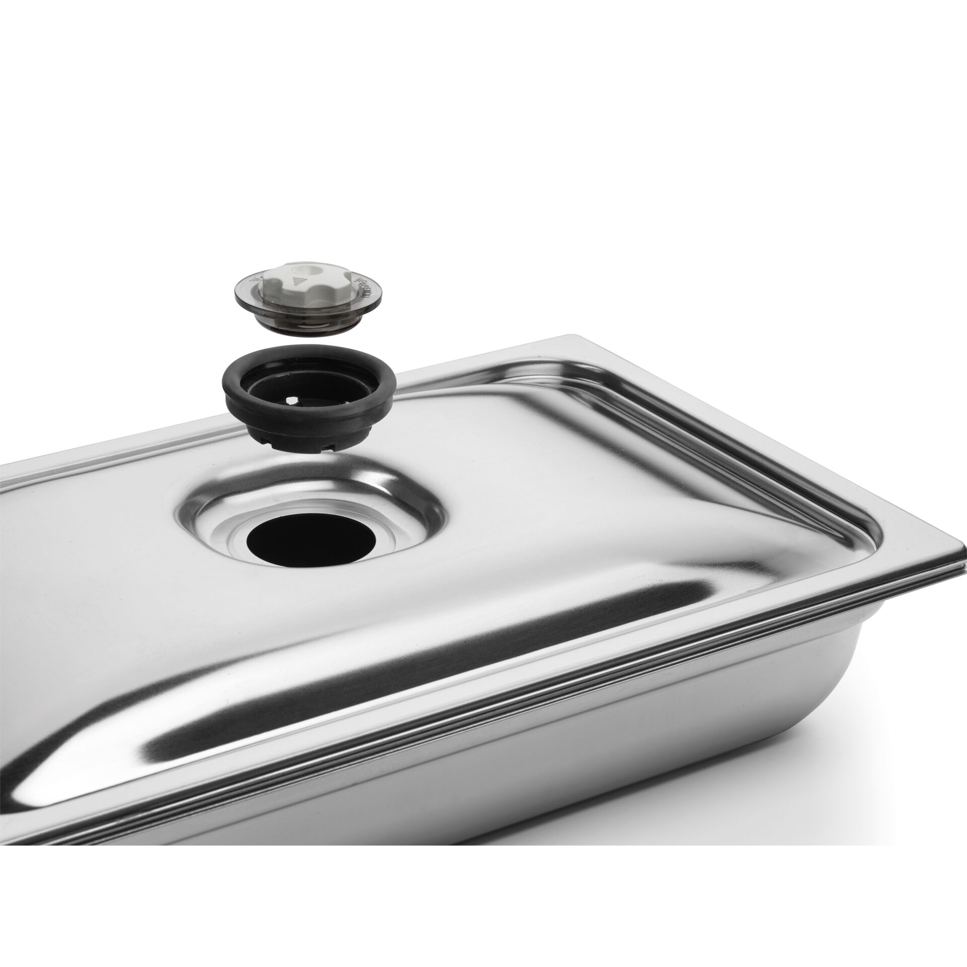 Chafing dish, Edelstahl, Deckel, Löffel/Knopf nicht enthalten, Rechteckige Platte