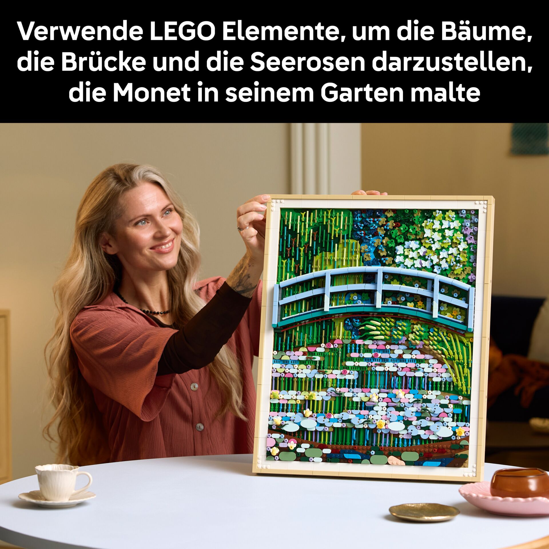 lego art, Mosaik, Garten, Brücke, Mural