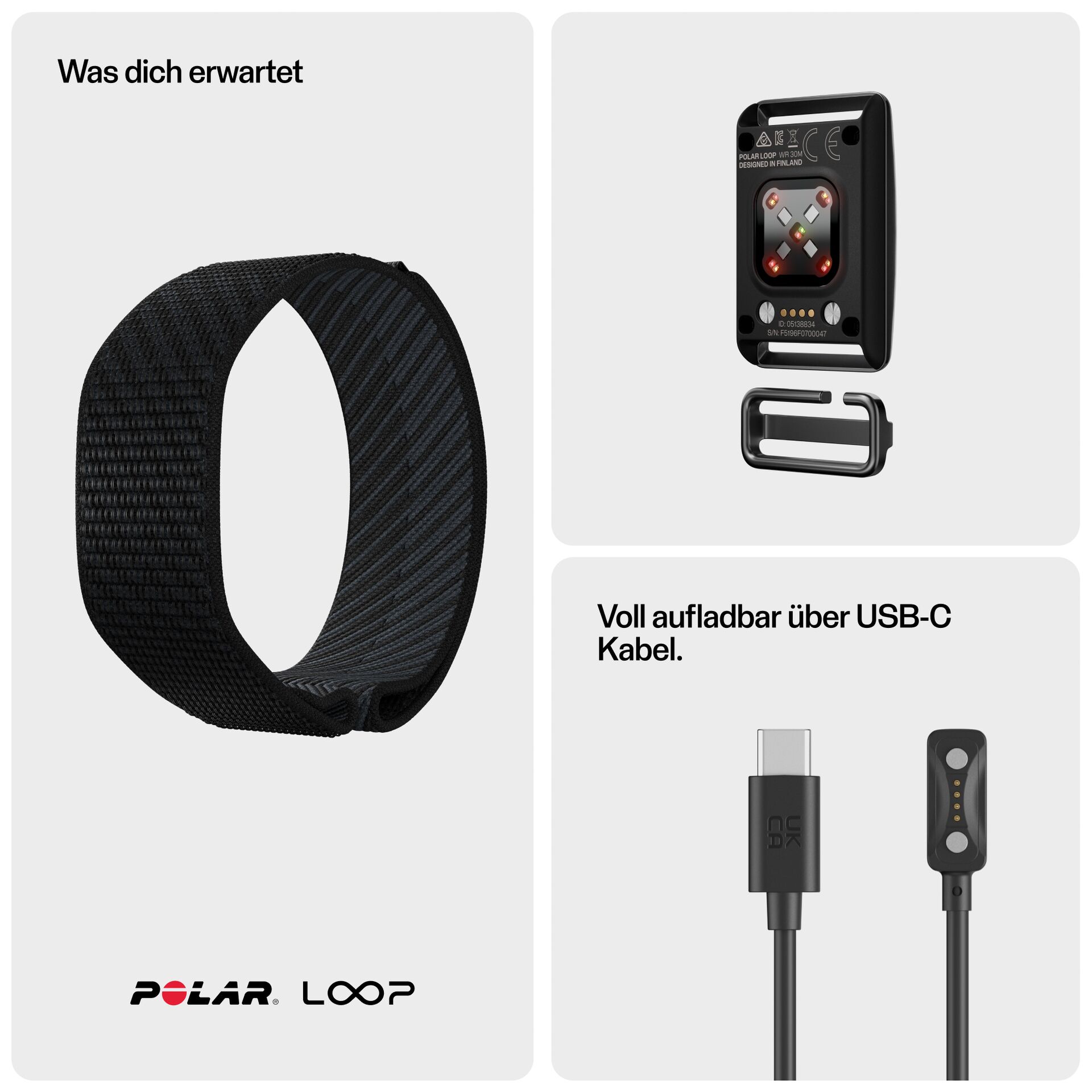 Armband, Band, Material: Nylon, Schwarz, Kabel-Adapter