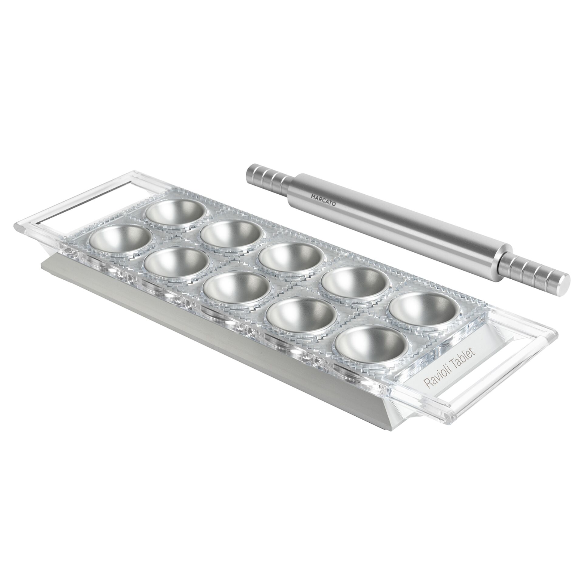Pasta-Form, Ravioli-Tablett, Silber, Kunststoff-Adapter, Ausrollwerkzeug