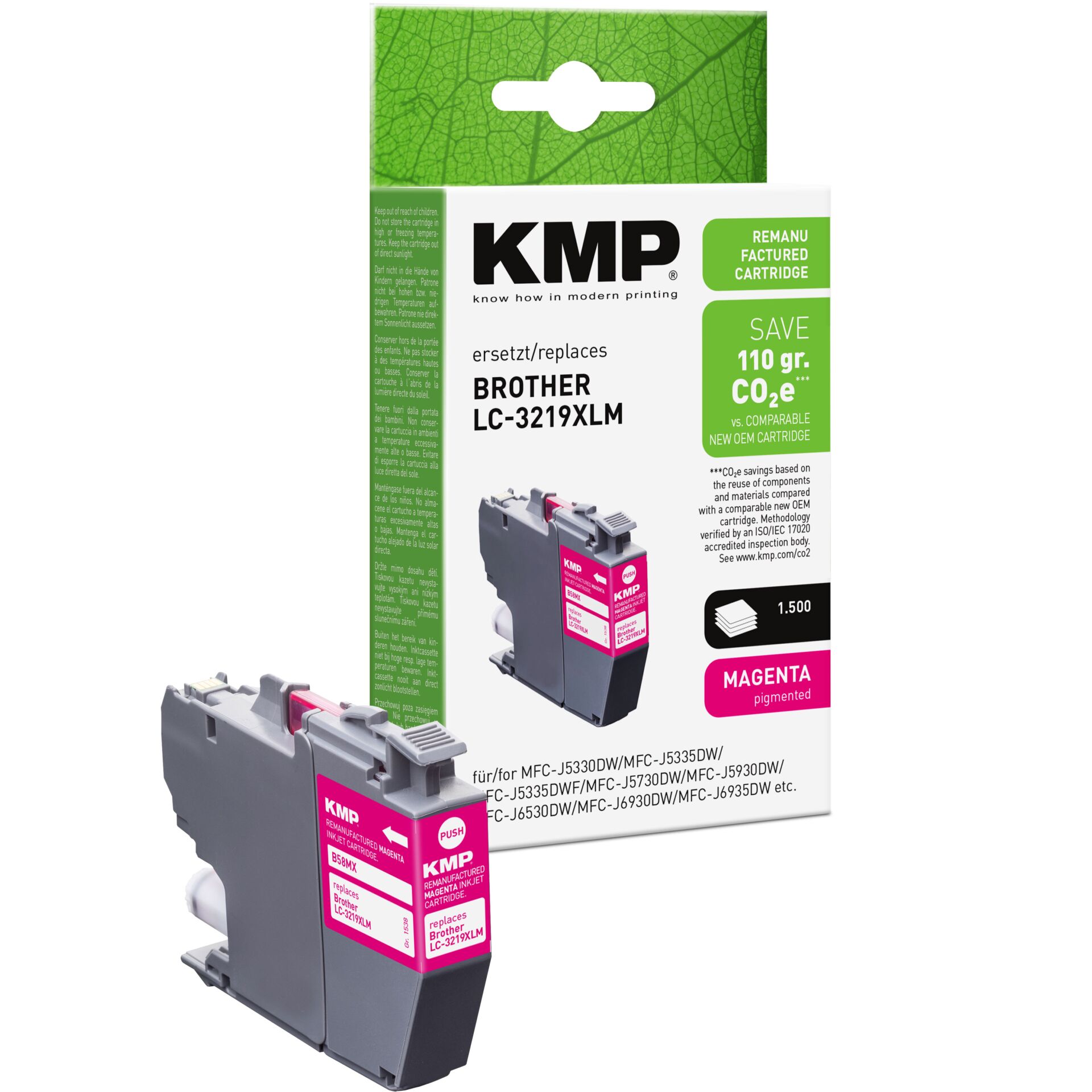 Adapter, Elektronik, Computer-Ausrüstung, Computerausrüstung, QR-Code, Tintenpatrone, Magenta, KMP, Brother LC-3219, Nachfüllpatrone