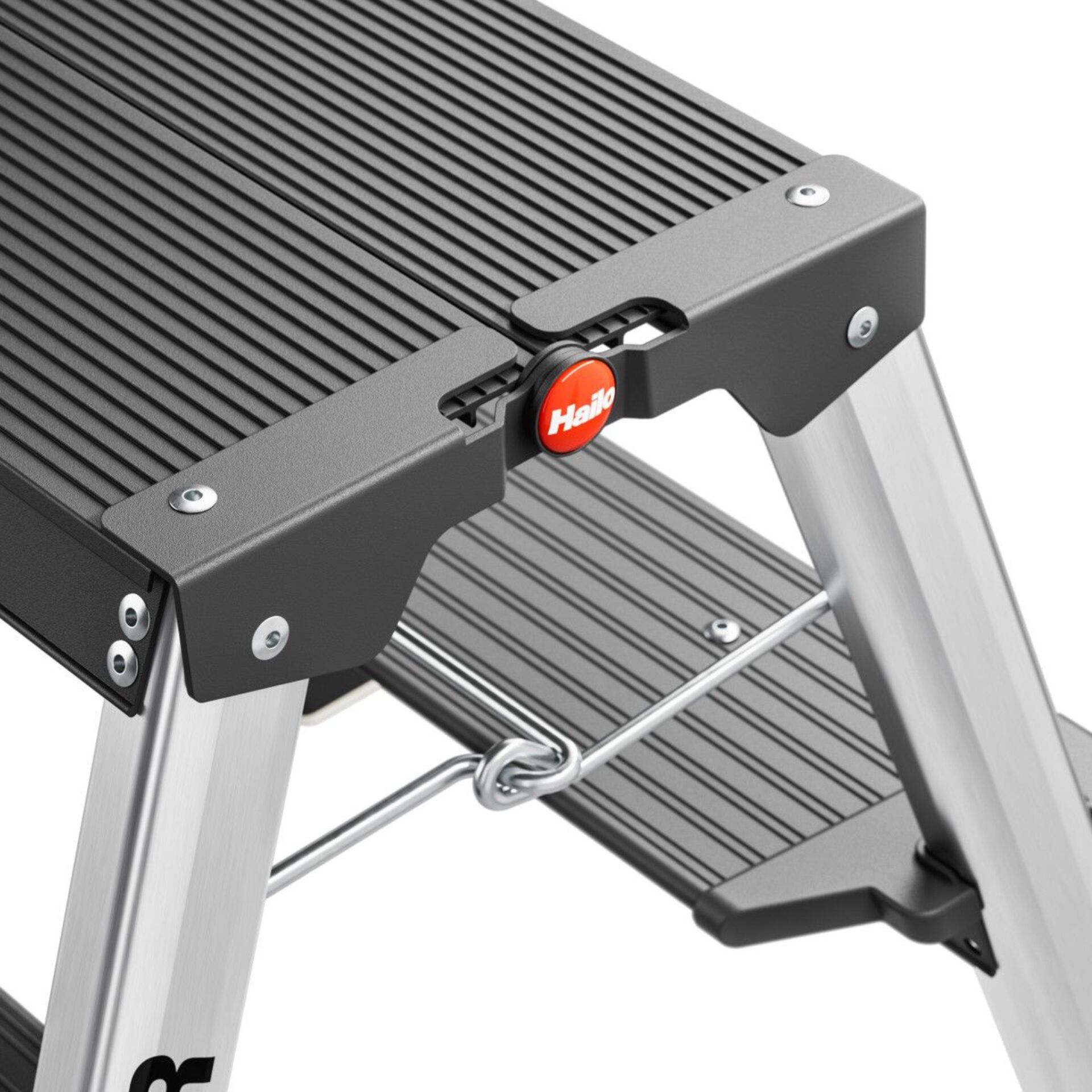 Trittstufe, Stufenleiter, Aluminium, Grau, Sicherheitsstift