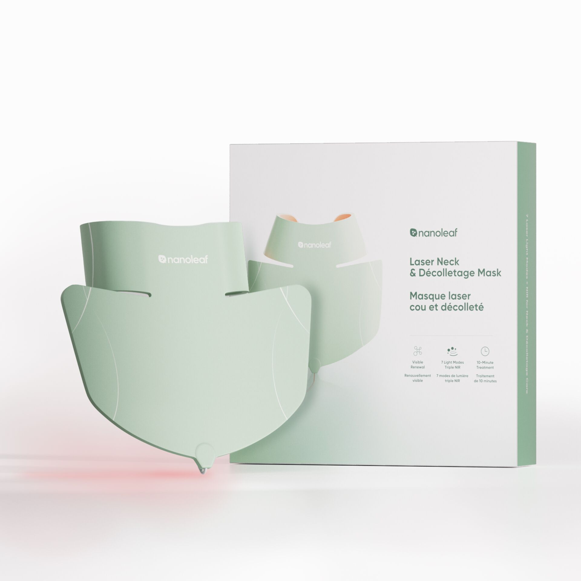 Laser-Nackenmaske, Dekolleté-Maske, LED-Lichttherapie, Silikonmaske, Salbeigrün