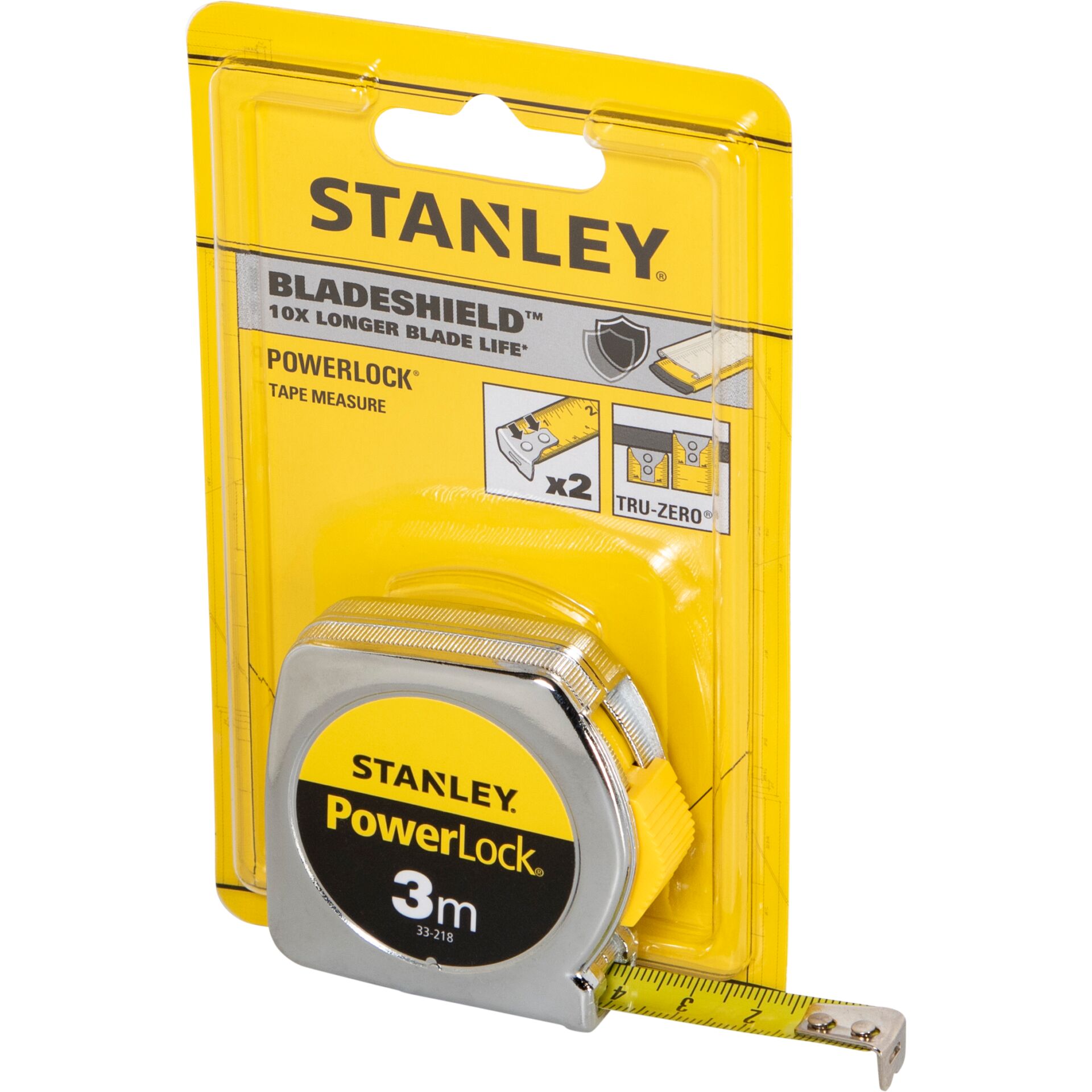 Maßband, Stanley, PowerLock, gelb Verpackung, Metallgehäuse