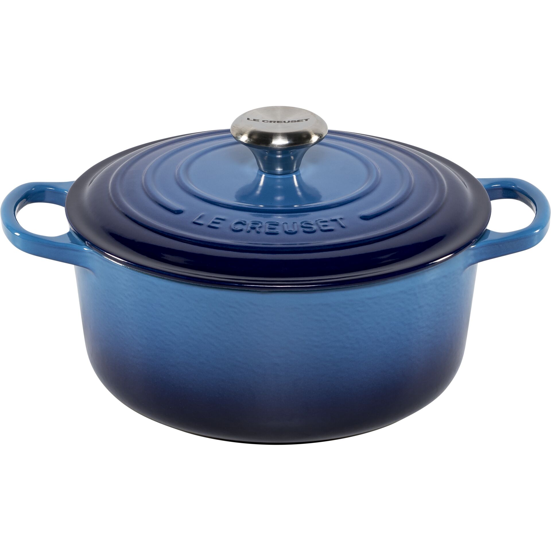 Kasserolle, Gusseisen, Emailliert, Blau, Topf mit Deckel