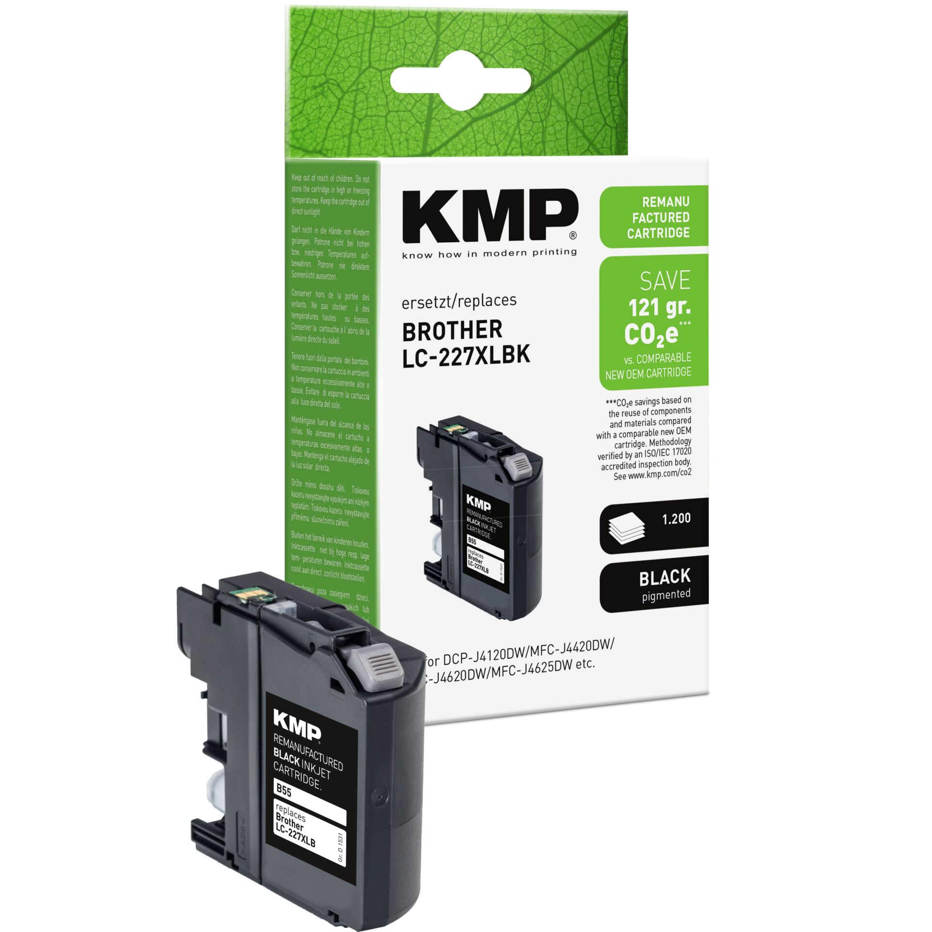 Adapter, Elektronik, QR Code, Tonerpatrone, Tintenpatrone, Schwarz, LC-227XLBK, KMP remanufactured