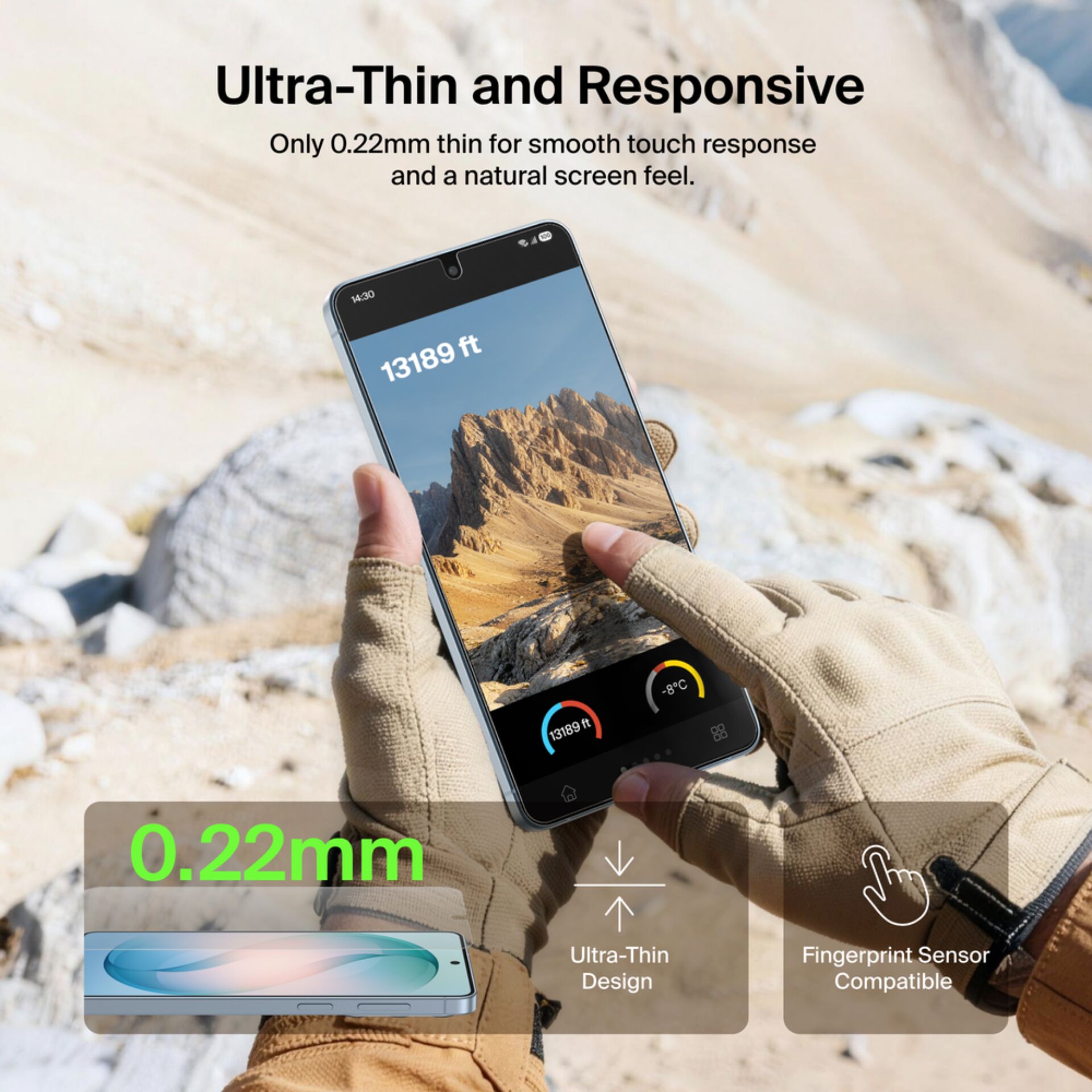 ultra-dünn, Bildschirm, Handschuhe, Smartphone, Berge Bildschirm