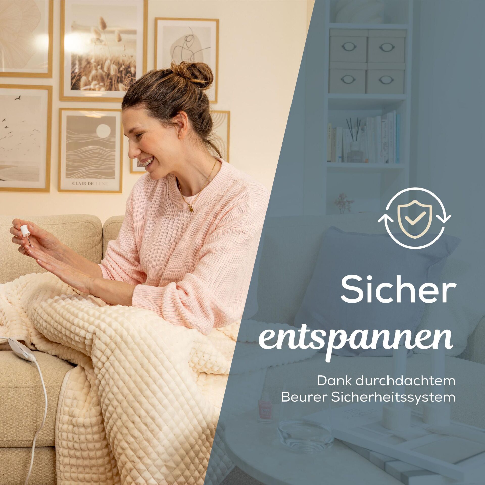home, woman, entspannung, Massagegerät, gemütlich