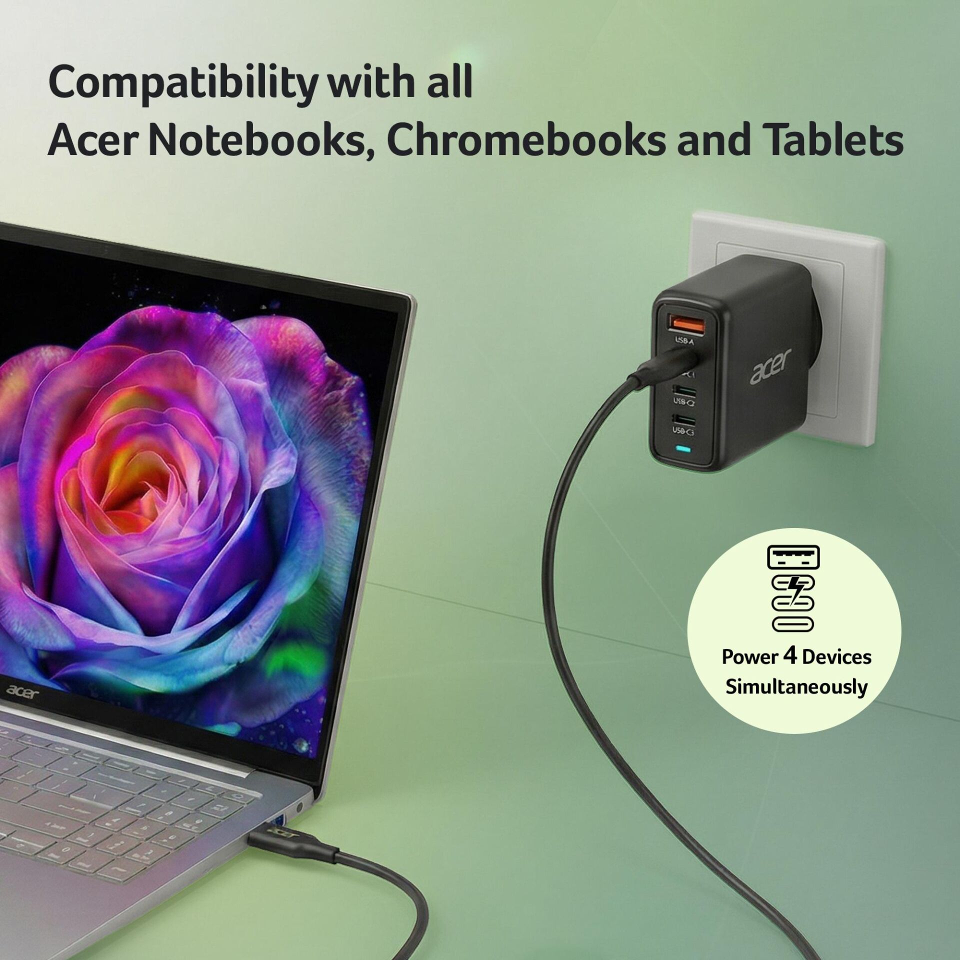 laptop charger, USB-C hub, Stromadapter, Multiladegerät, Acer
