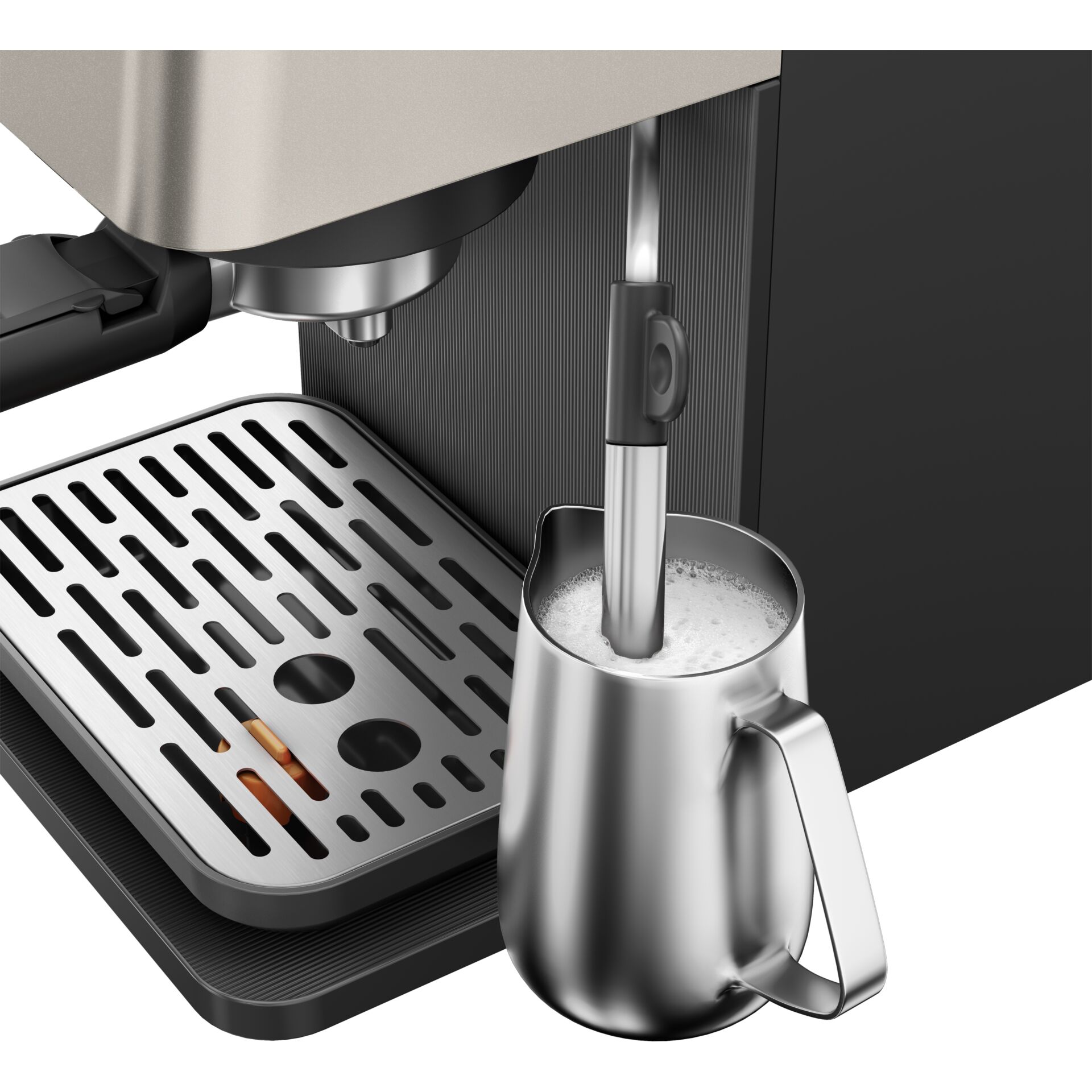 Espresso, Kaffeemaschine, Milchschaum, Milchaufschäumer, Stahlkanne