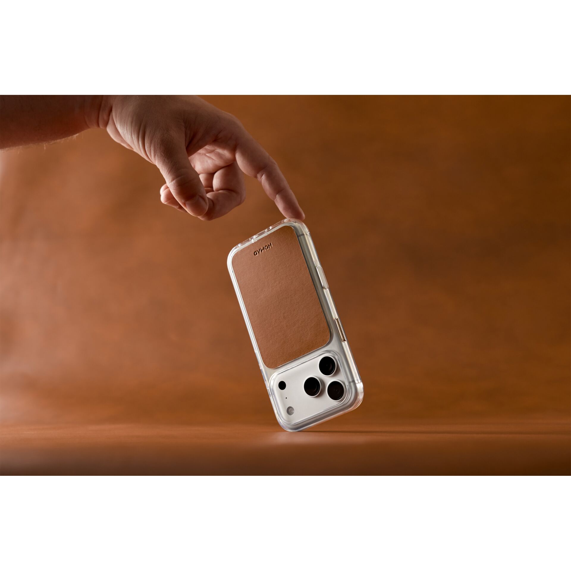 Smartphone, Hülle, Klare Hülle, Braunes Leder, Dreifach-Kamera