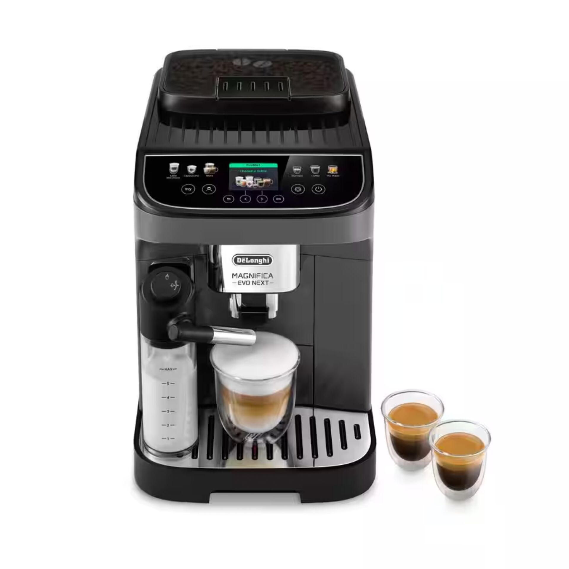 Espressomaschine, Kaffeeautomat, Milchaufschäumer, Schwarz, Gehäuse Edelstahl