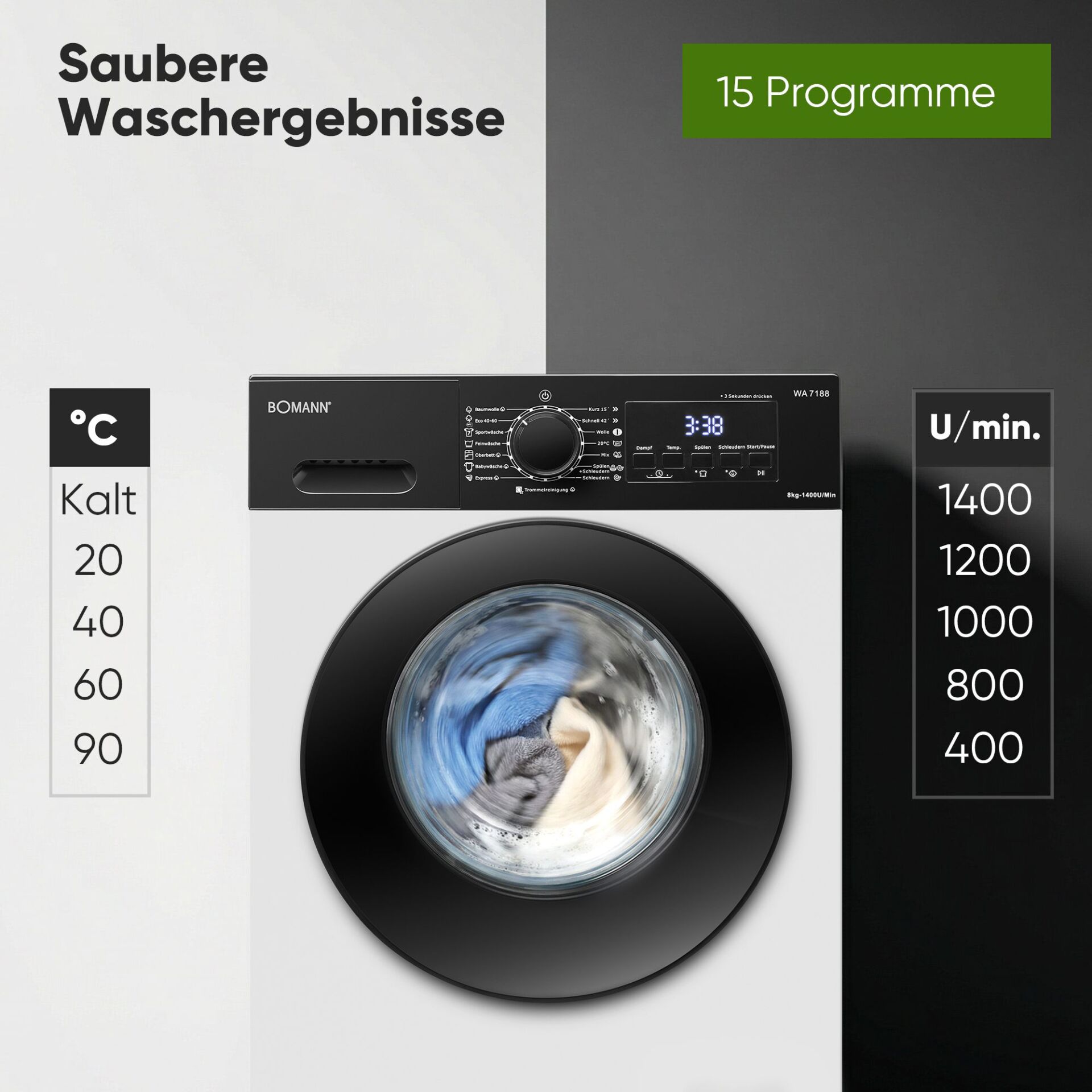 Waschmaschine, Frontlader, Kaltwaschprogramm,  drum?