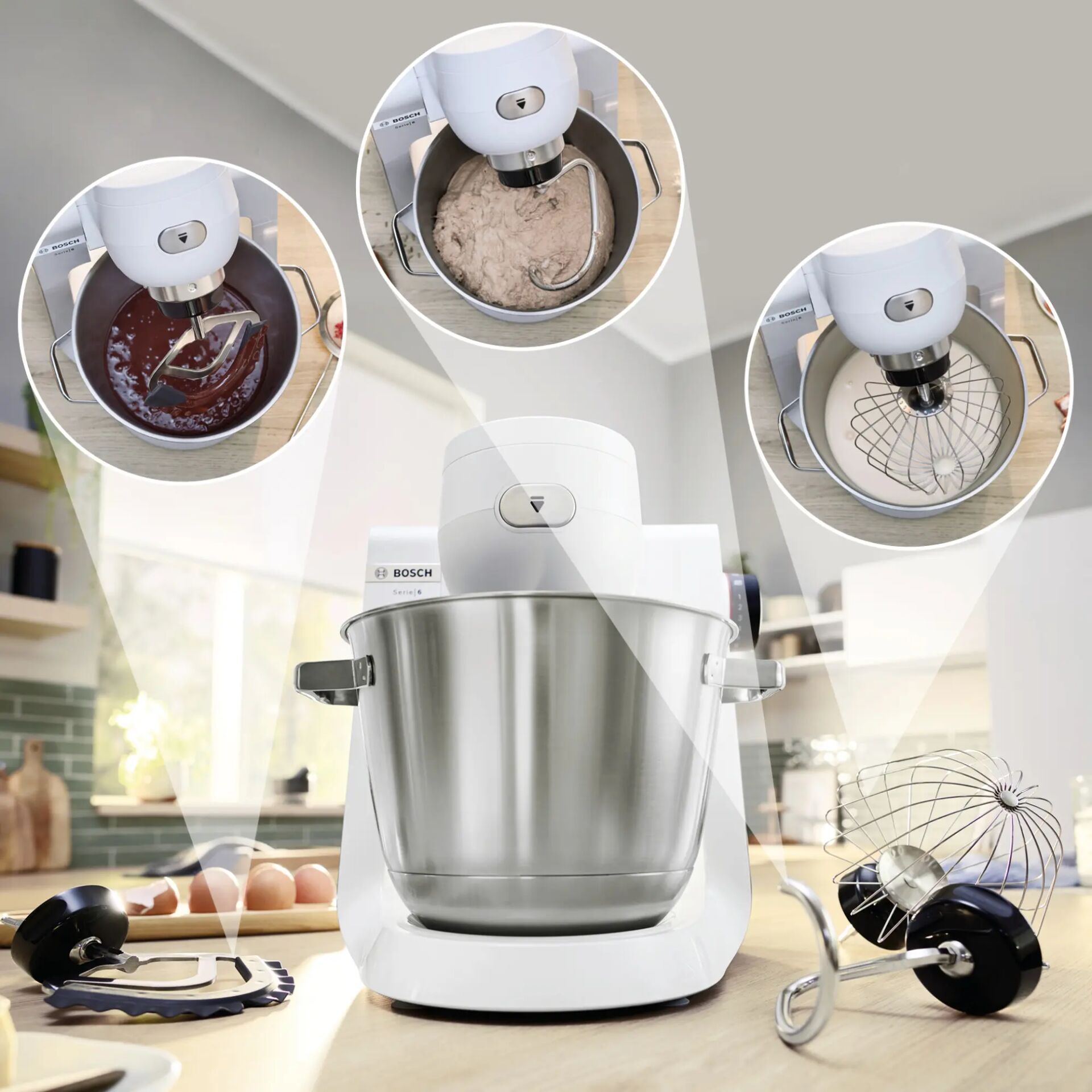 Küchenmaschine, Standmixer, Metallbehälter, Rührwerk, Schüssel mit Griffen