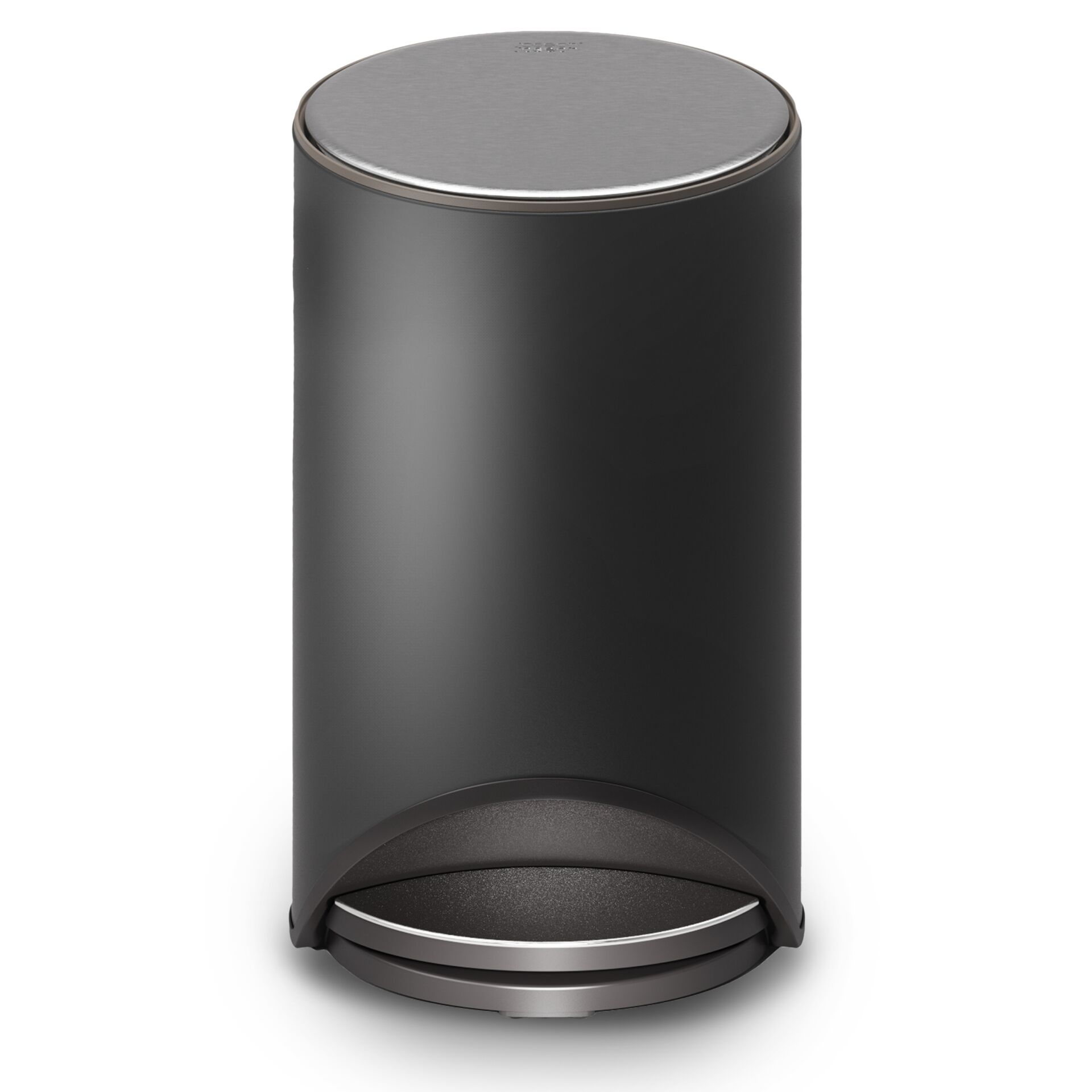 Mülleimer, Trommelform, Stahl, Schwarz, runder Deckel