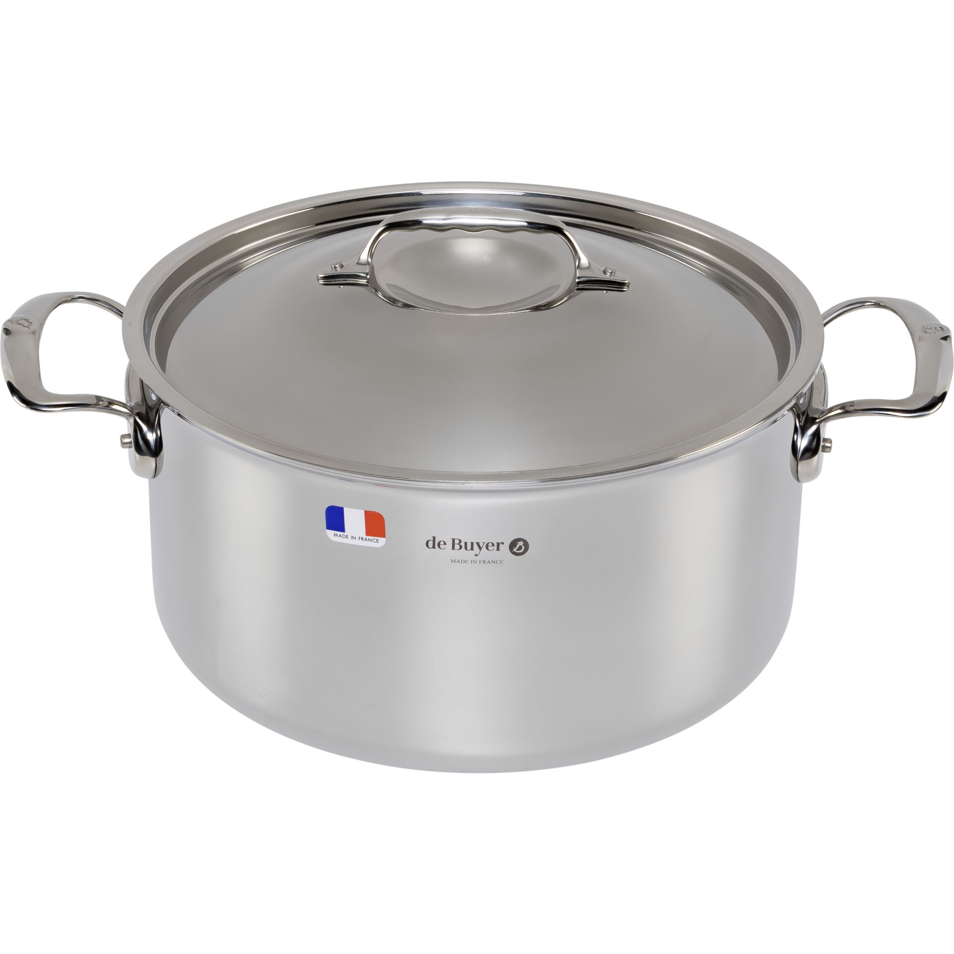 De Buyer Affinity Bratentopf Edelstahl mit Deckel 28 cm Kochgeschirr, Topf, Kochtopf, Elektrisches Gerät, Dampfgarer