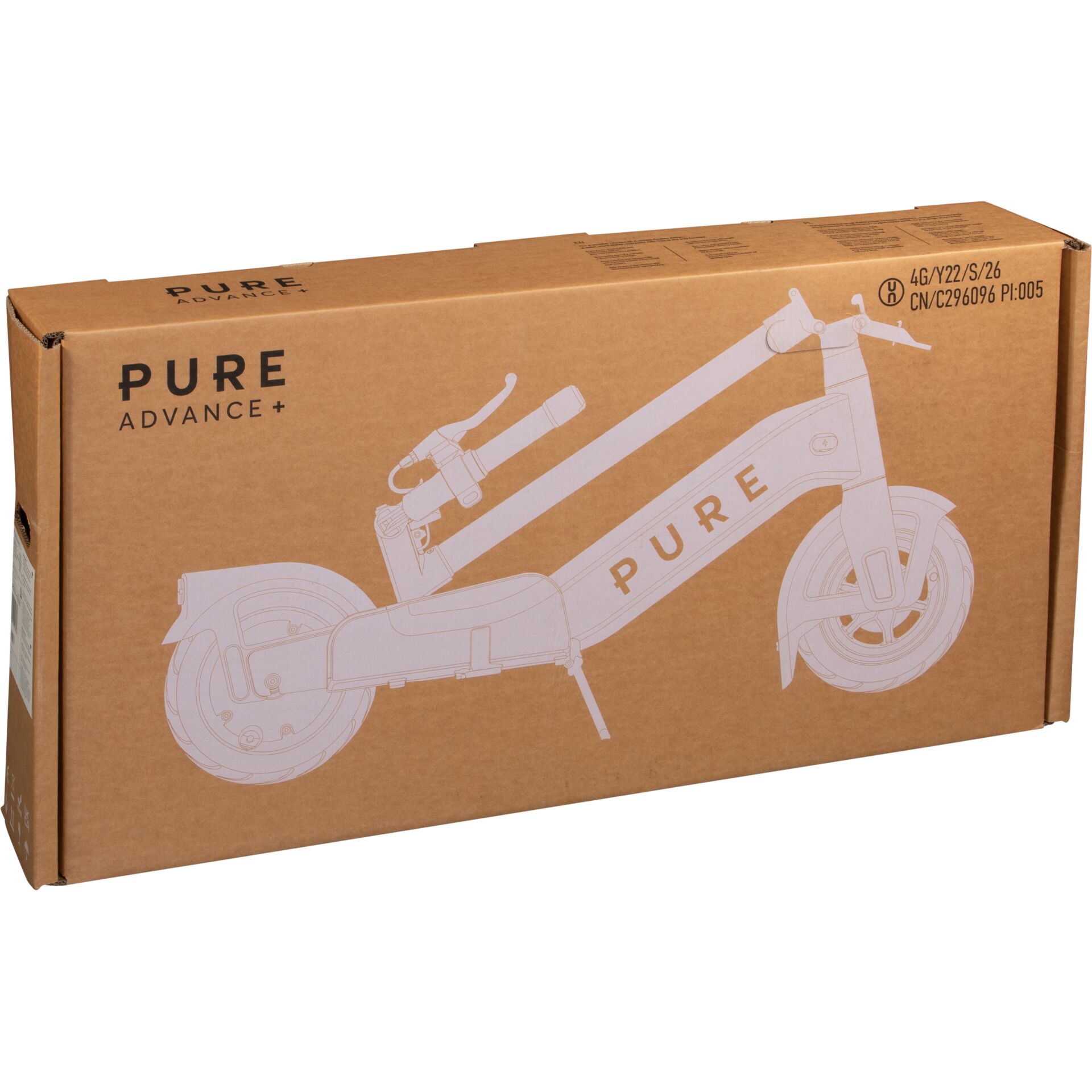 E-Bike, Faltbares Fahrrad, Longboard Stil, Karton Verpackung, Pure Advance+