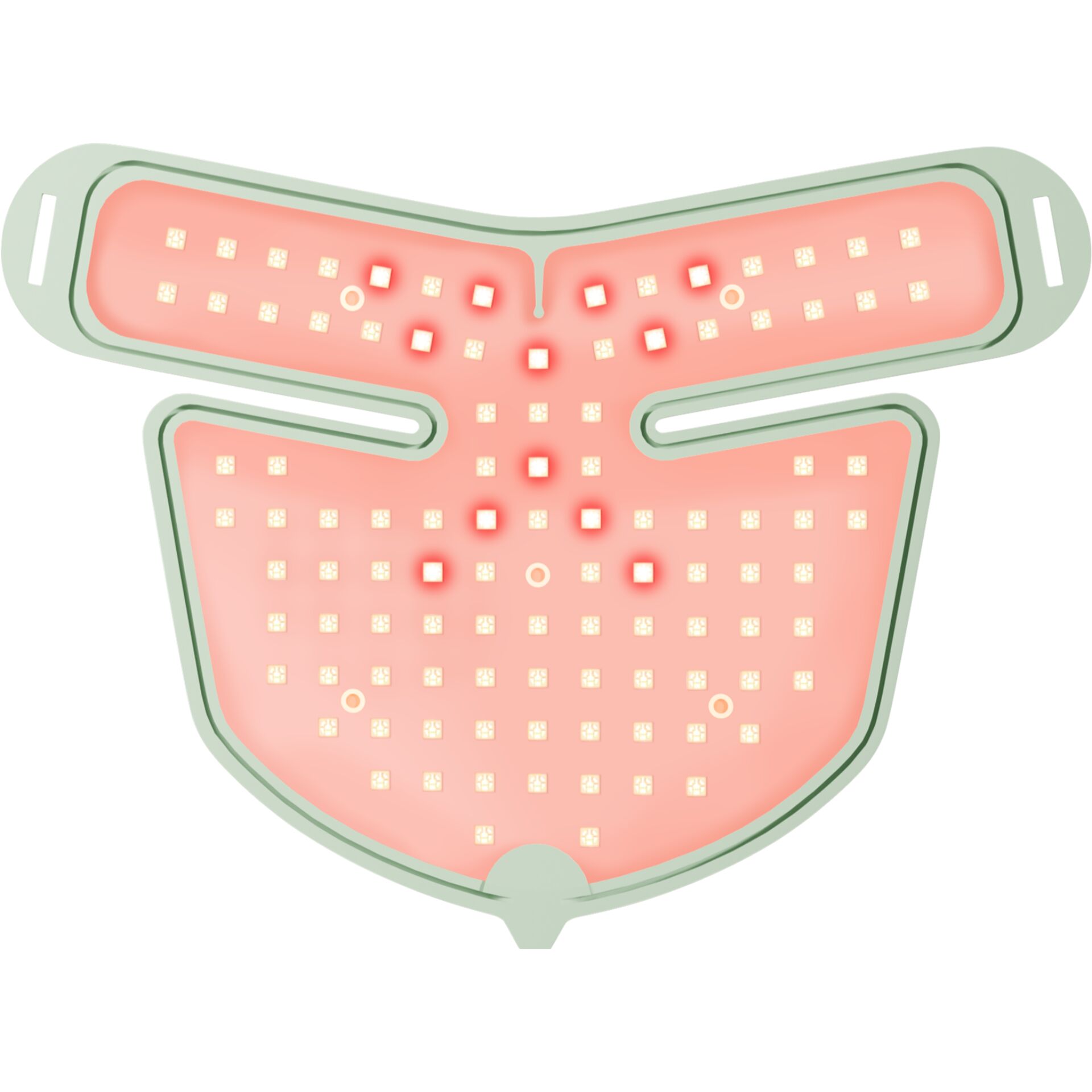 LED-Lichtmaske, Rotlichttherapie, Décolleté-Maske, Rosa, Grüner Rand