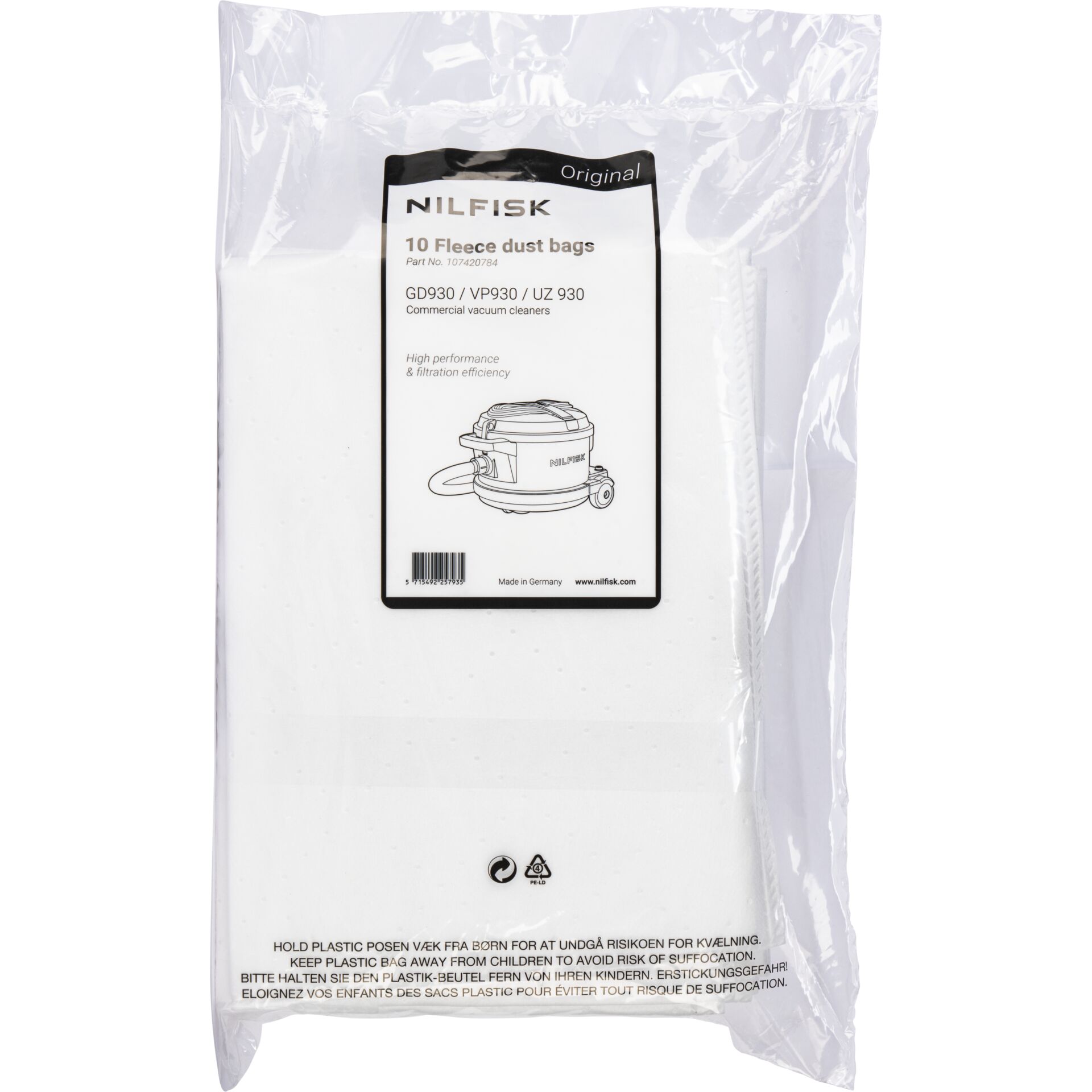 Nilfisk 10x Staubbeutel für  VP 930 ECO HEPA